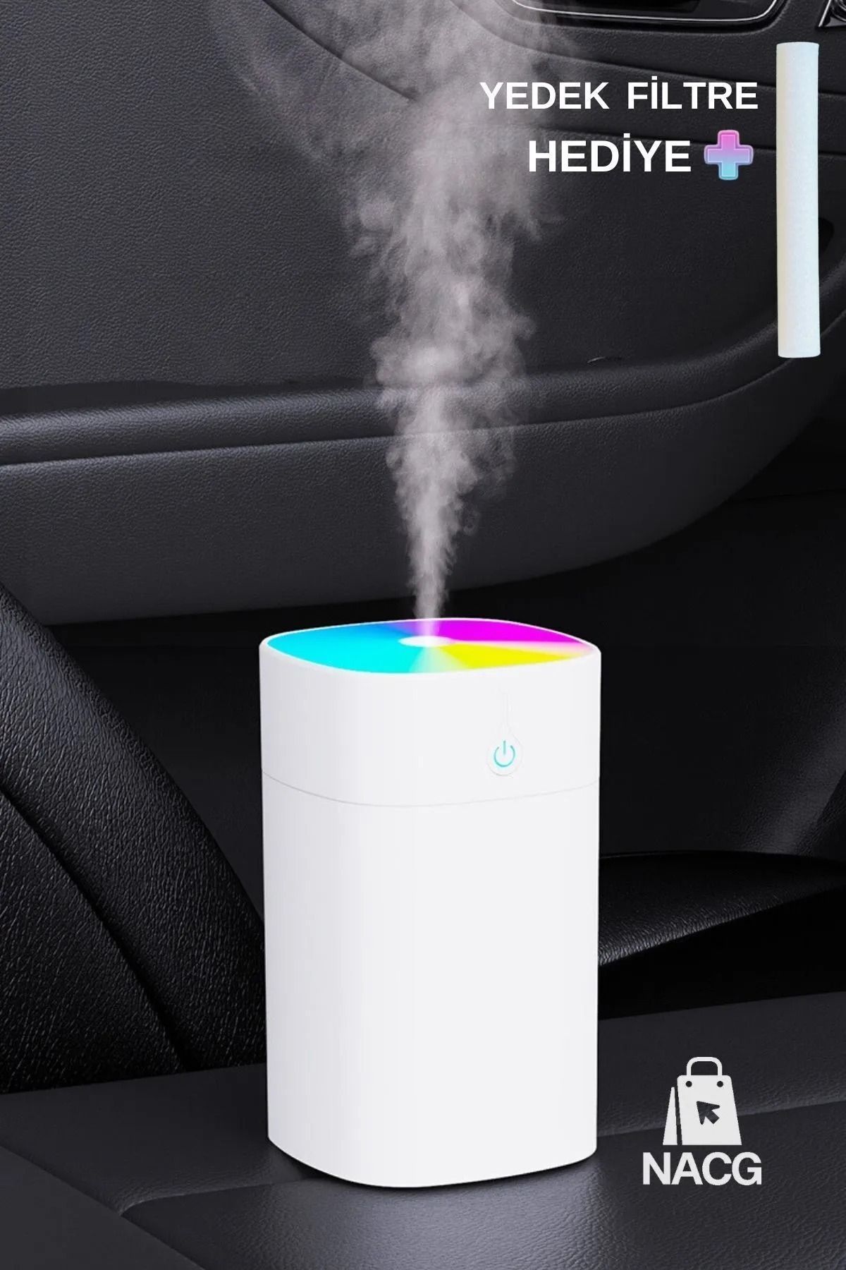 Fırsat7 H2''o Humidifier 400 ml Ultrasonik Hava - Oda- Araç Nemlendirici Buhar Makinesi Aroma Difüzörü