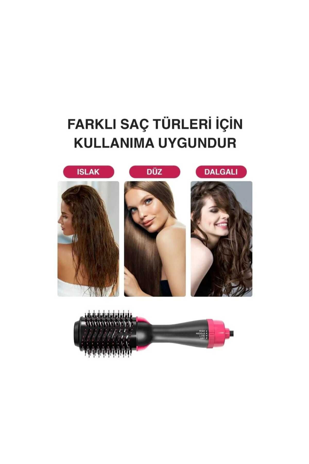 AYSMARTSTORE Saç  Sıcak Hava Şekillendirici Dolgunlaştırıcı Kıvırıcı Tarak Rulo Saç Düzleştirici Fön Tarağı