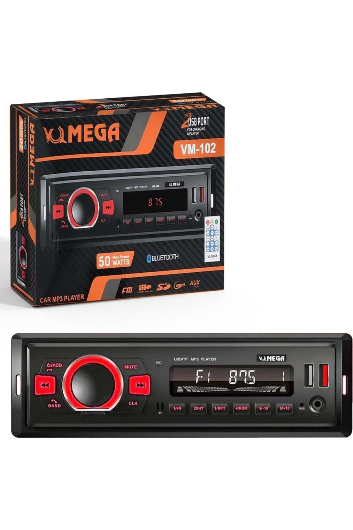 MEGA 4X50 Watt Oto Teyp Bluetooth 2xUsb Sd Fm Aux - MEGA VM-102