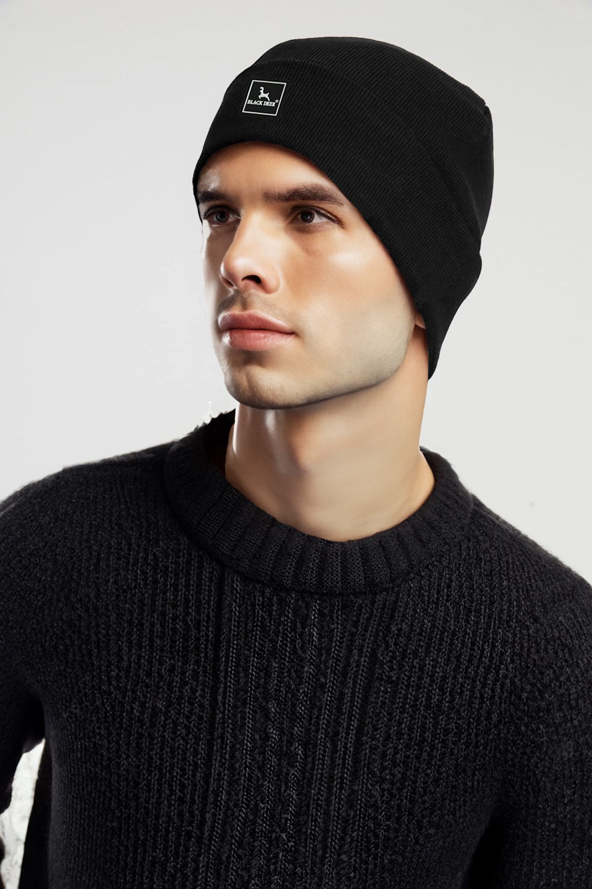 BLACK DEER-Unisex Winter Beanie Hat - Soft Knitwear, Acrylic Beanie with Plain Logo 4