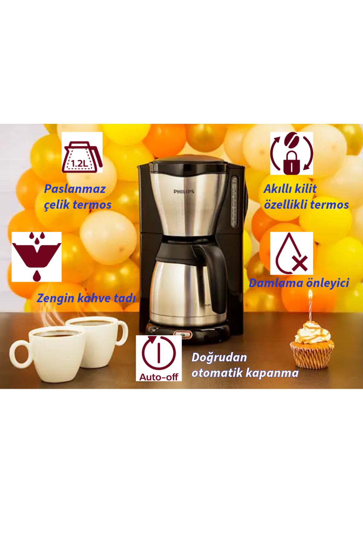 Philips Cafe Gaia Filtre Kahve Makinesi Gri