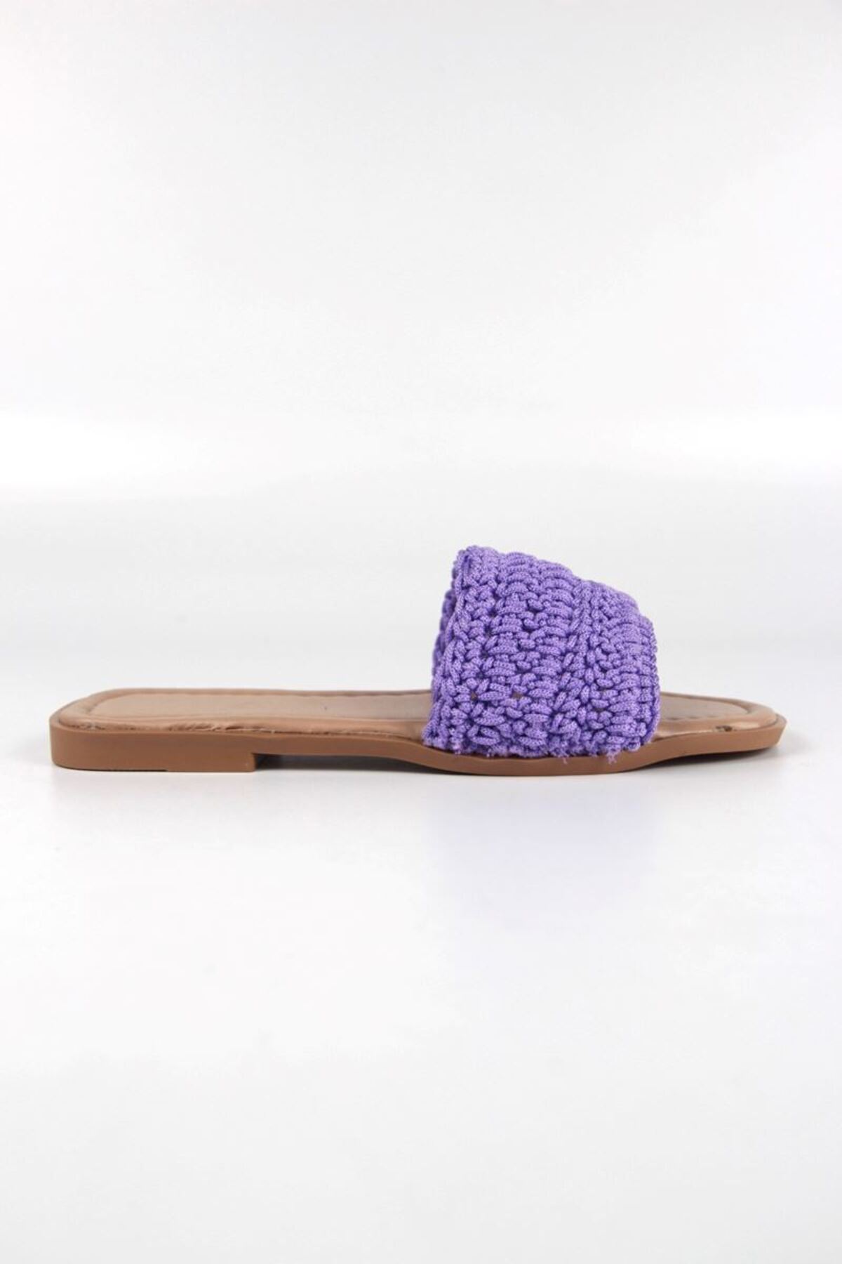 Gökhan Talay-Leona Women's Knitted Detailed Lilac Knitted Slippers 4