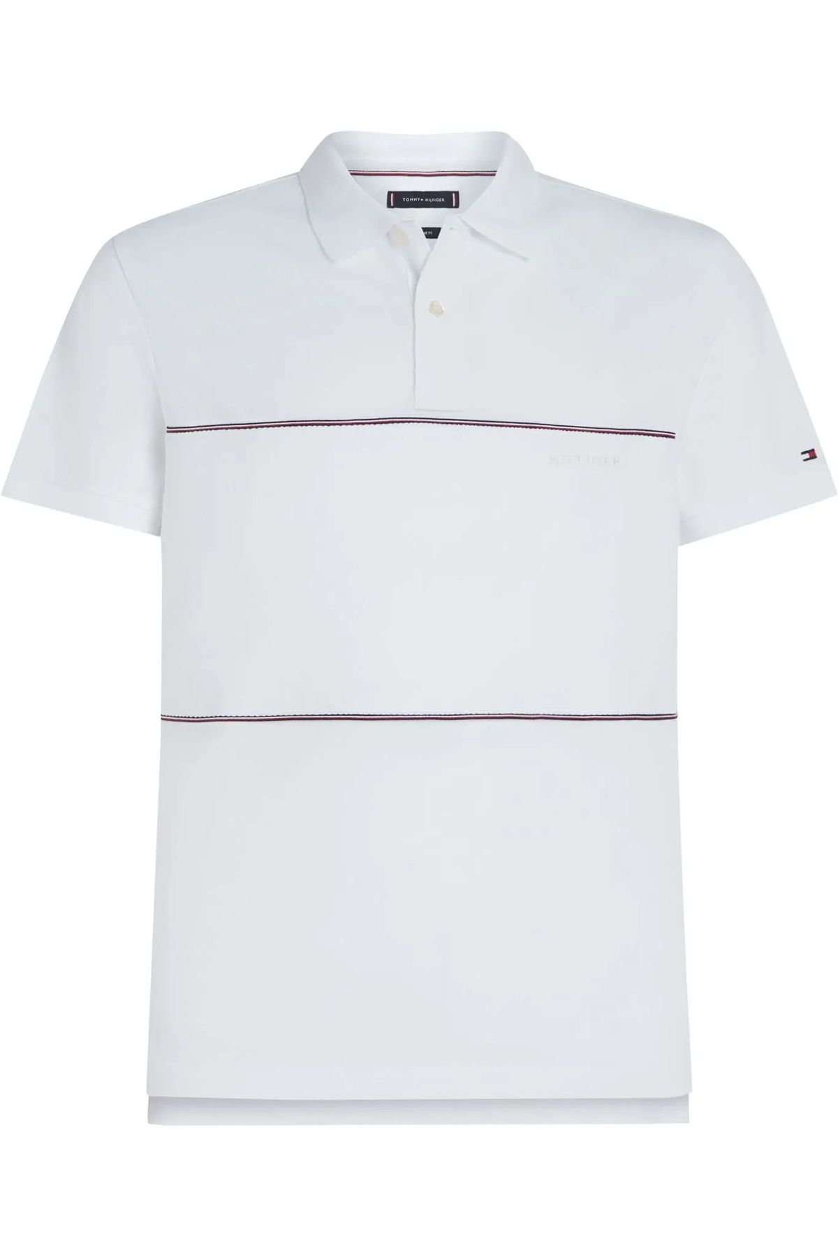 Tommy Hilfiger Erkek Pamuklu Kısa Kollu Regular Fit Şerit Çizgi Detaylı Beyaz Polo Yaka T-Shirt MW0MW38125-YBR