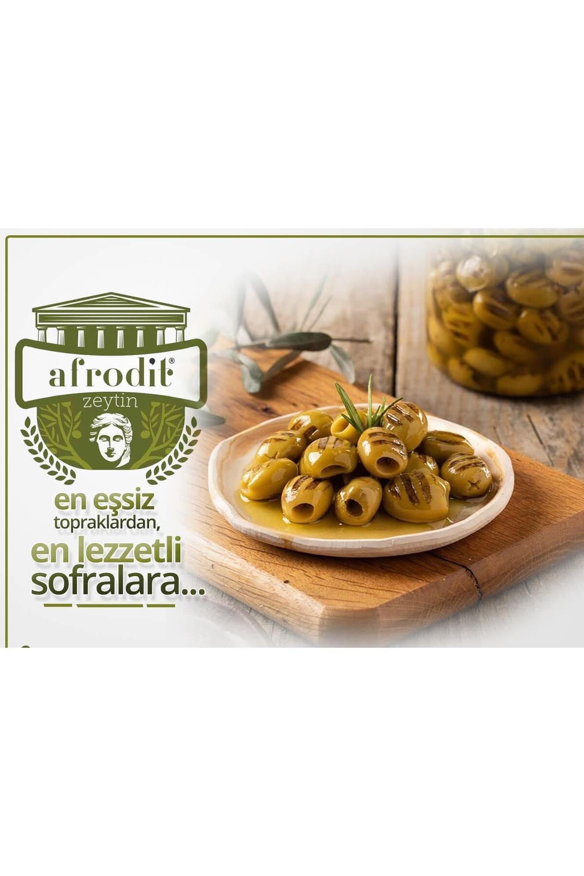 Afrodit ZEYTİN (IZGARA EDİLMİŞ NANE KEKİK AROMALI) 1 KG (1 LT NET 600 GRAM SÜZME )