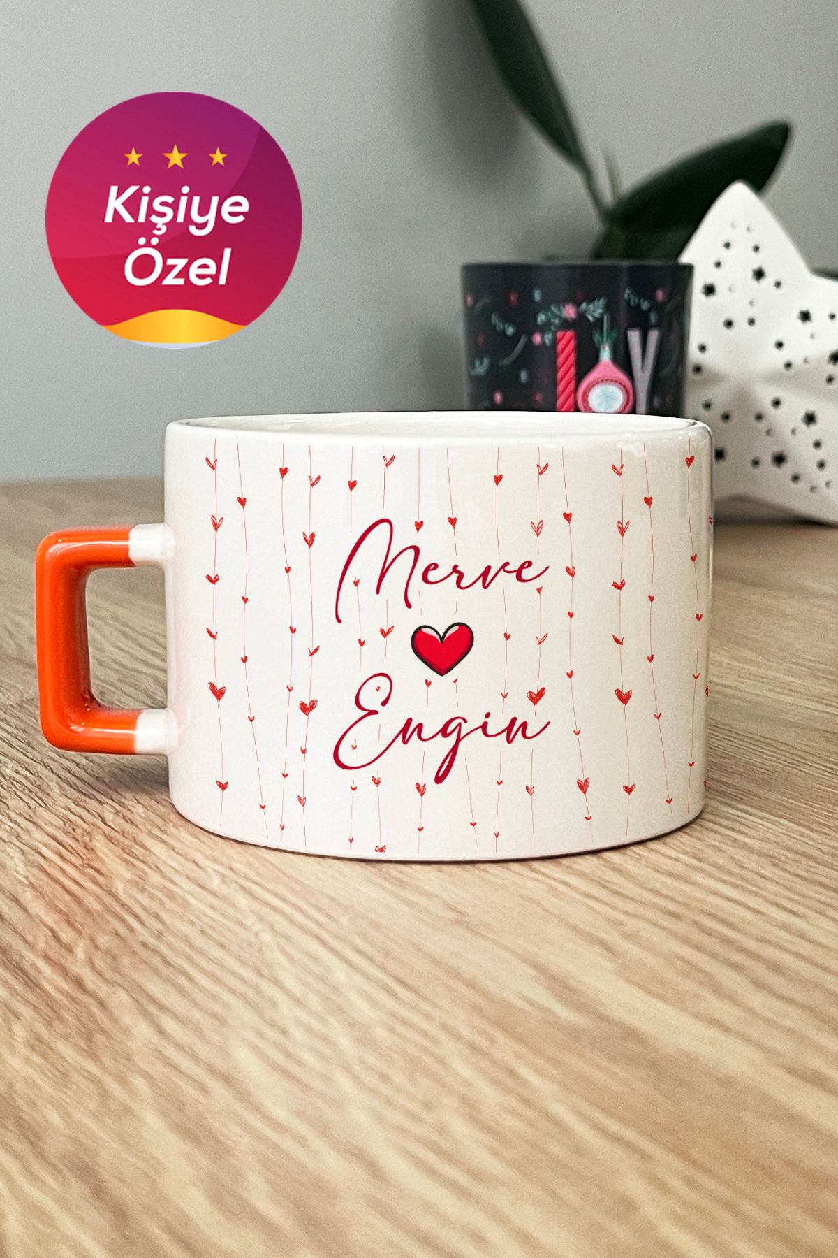 Hedizu Kişiye Özel Sevgiliye Hediye Lüks Fincan Turuncu Sevgililer Günü Hediyesi Z0L E1Q