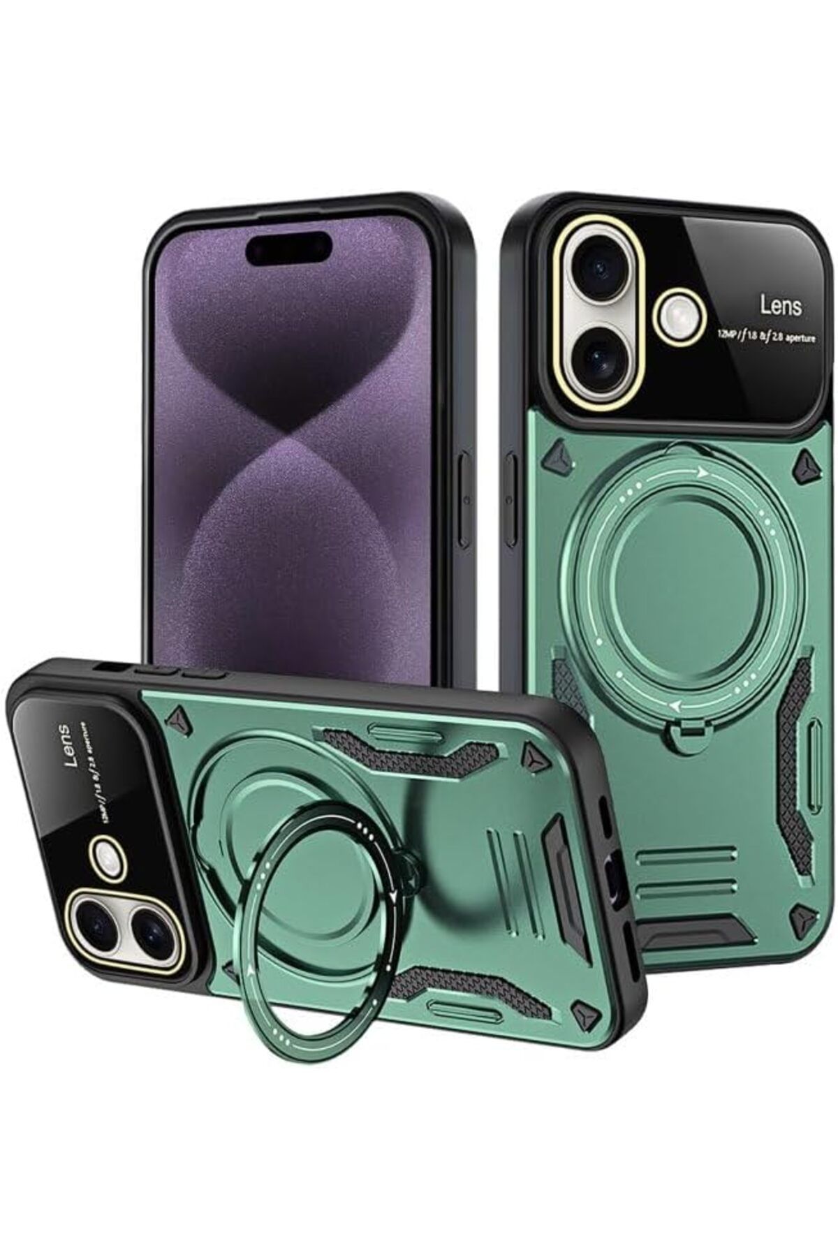 STOREMAX cmllashop GİYİM & AKSESUAR iPhone 16 (6.1) inç ile uyumlu Joy Lens kamera korumalı entegre stand