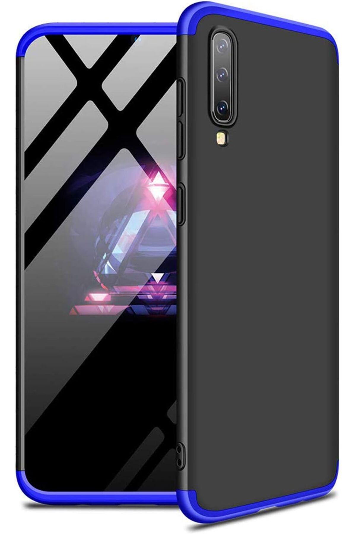 STOREMAX efshopx Samsung Galaxy A70 için Kılıf Double Dip 360 Protective Siyah Mavi [Galaxy A70 ile Uyumlu