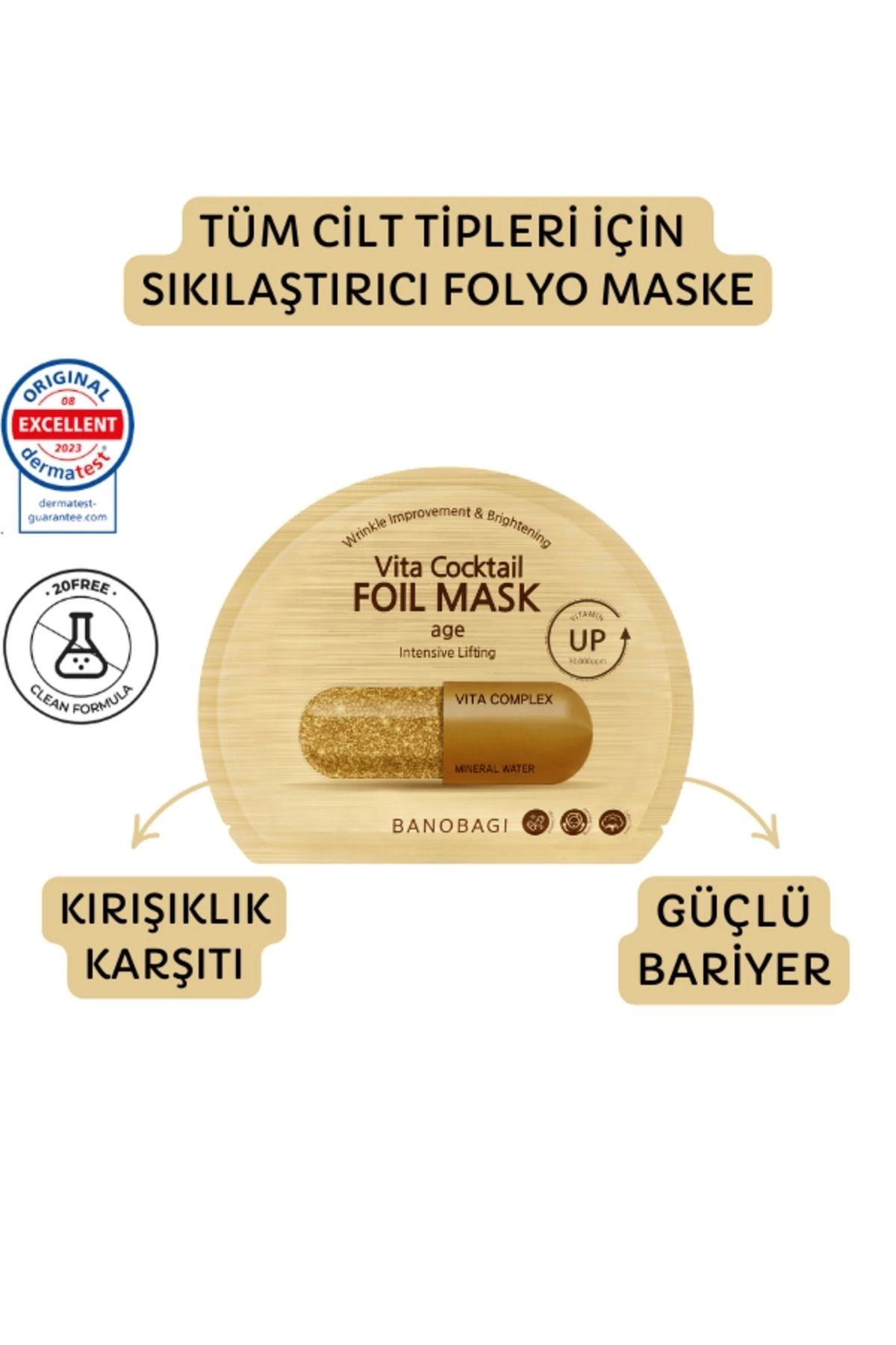 Banobagi Vita Cocktail Foil Mask Age (Güçlü bariyer ve Kırışıklık karşıtı pamuk maske)