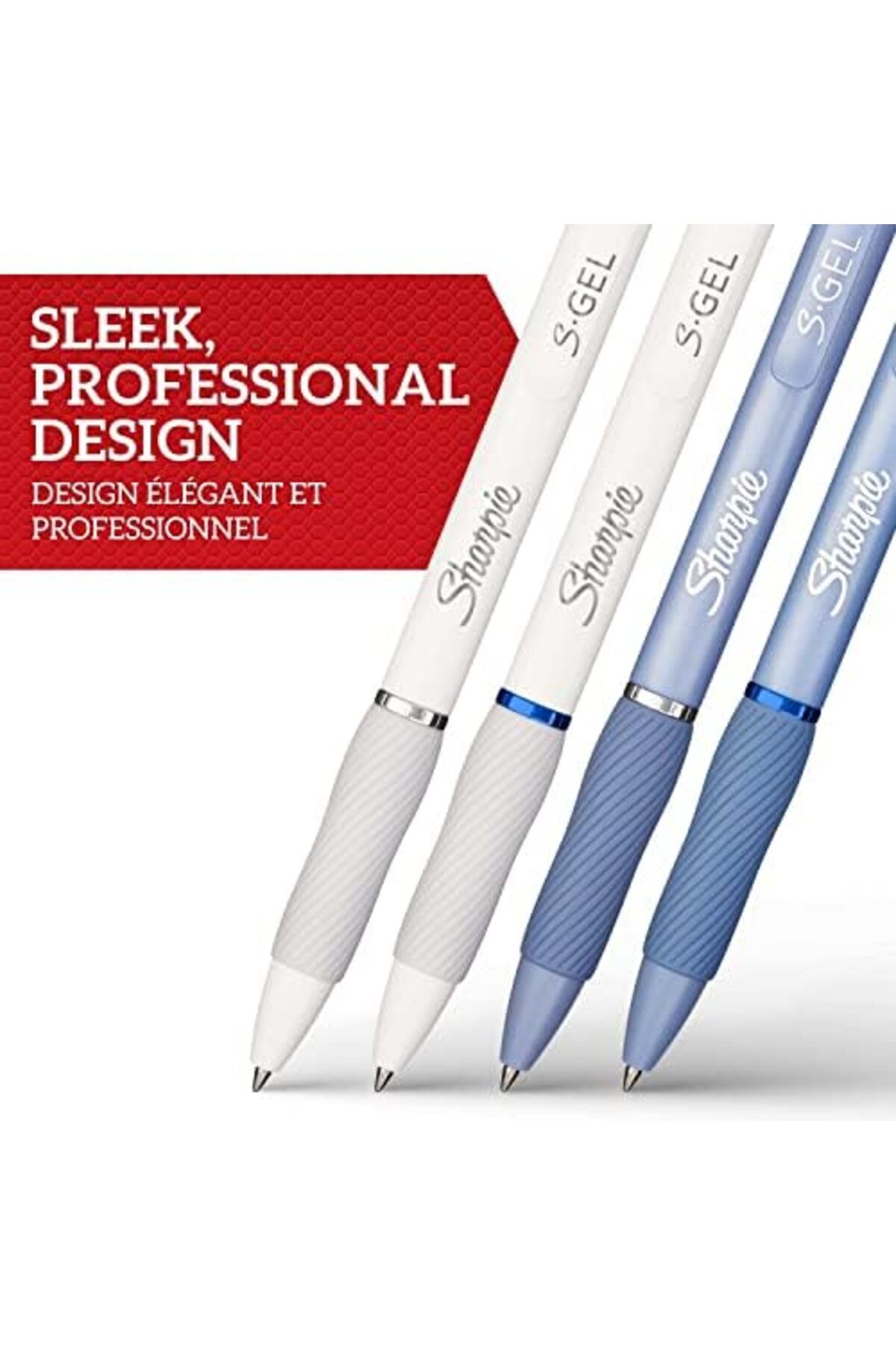 STOREMAX-Mhmtshp S-Gel Gel Pen 0.7 mm Nib, Ice Blue & White Pearl 4-Pack, Black & Blue Ink Trn 2