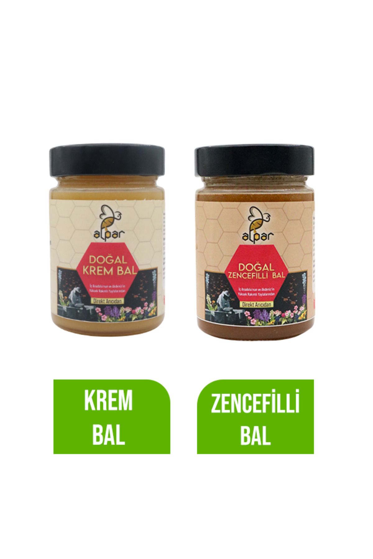 ALPARBALL Alpar Bal Doğal Krem Beyaz Bal ve Zencefilli Bal 450gr x 2 adet