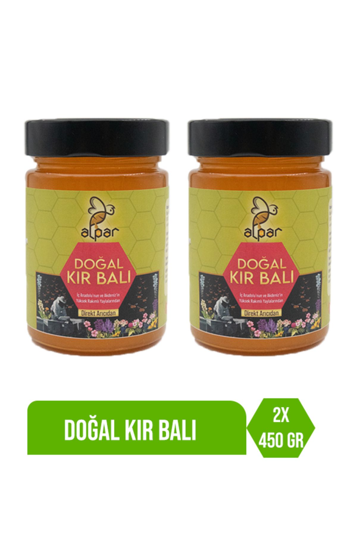 ALPARBALL Alpar Bal Doğal Kır Balı 450gr x 2 Adet