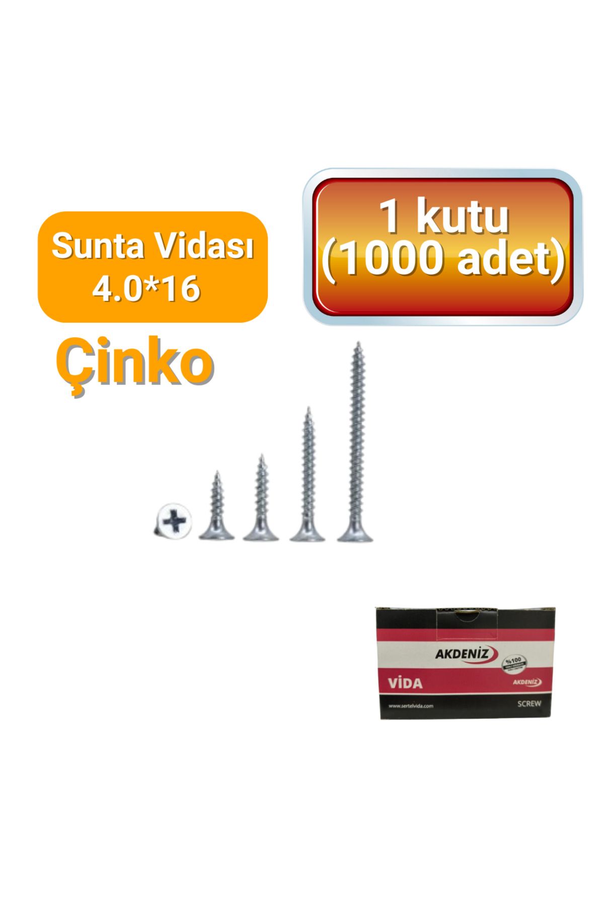 Akdeniz Sunta Vidası 4x16mm 1 kutu (1000 Adet)