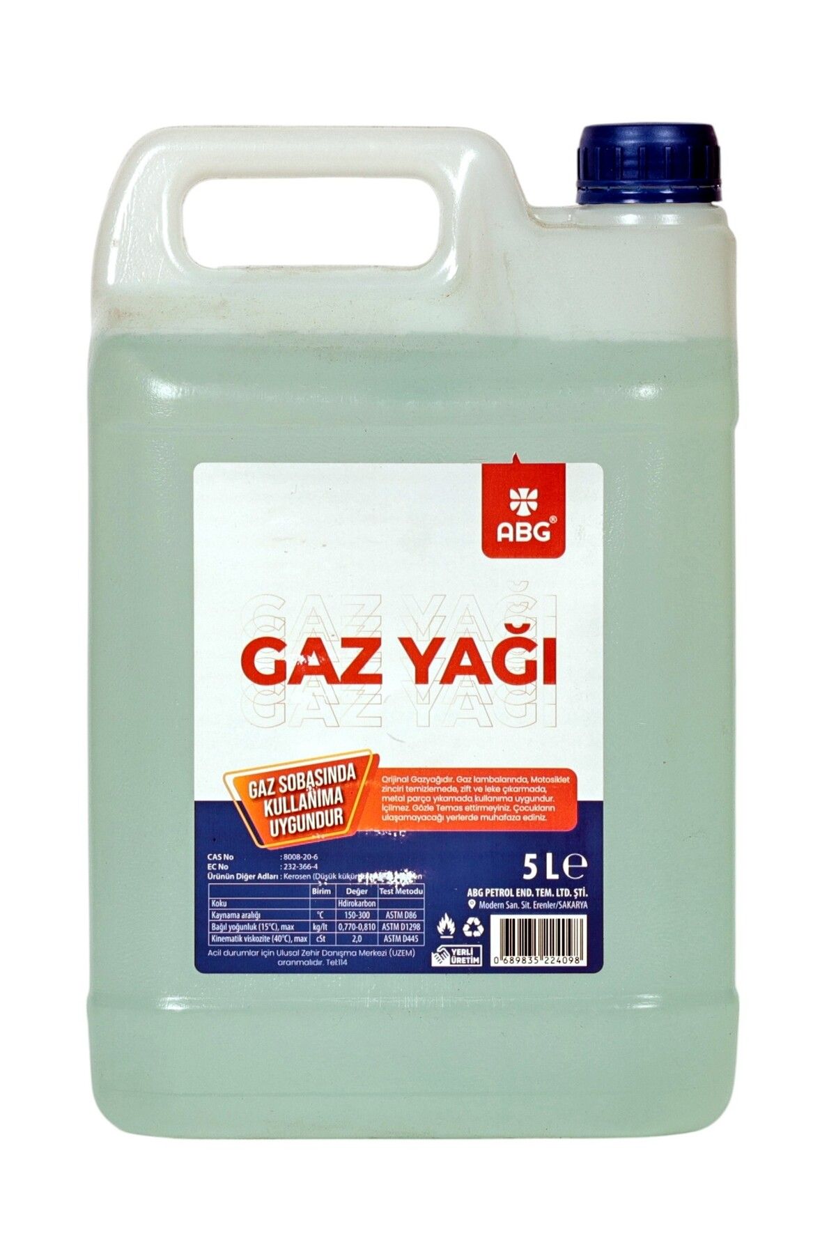 Abg Gazyağı Dolum Aparatlı Plastik Bidon 5 Lt