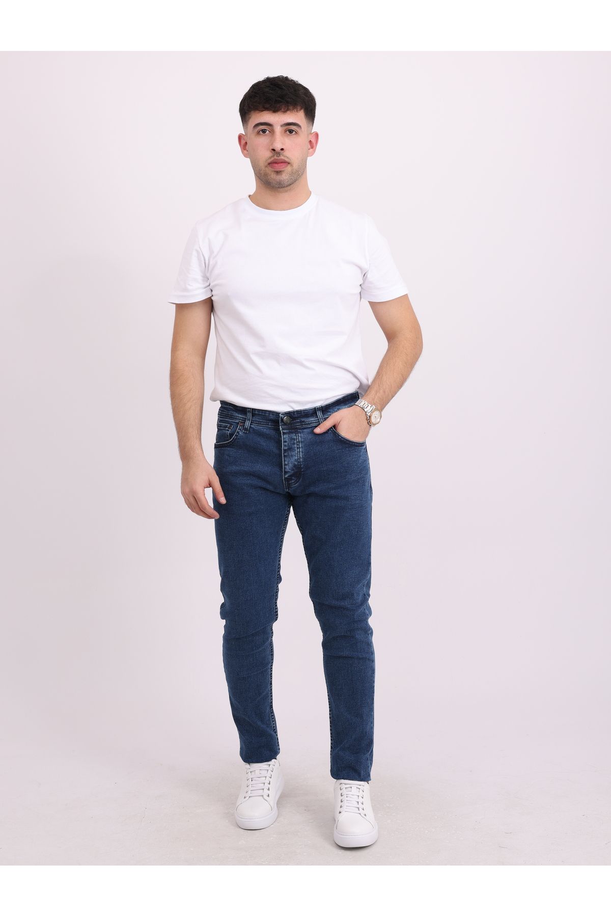 LOCUS JEANS Erkek Lacivert Slim Fit Düğmeli Dar Paça Esnek Kot Pantolon LCS60031090