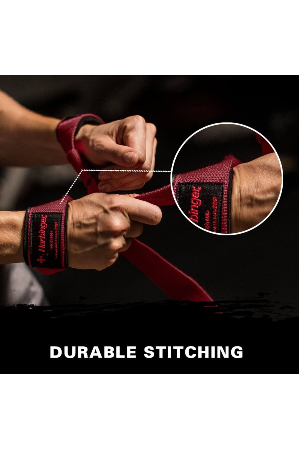 HARBINGER-Merlot Padded Cotton Lifting Straps 5