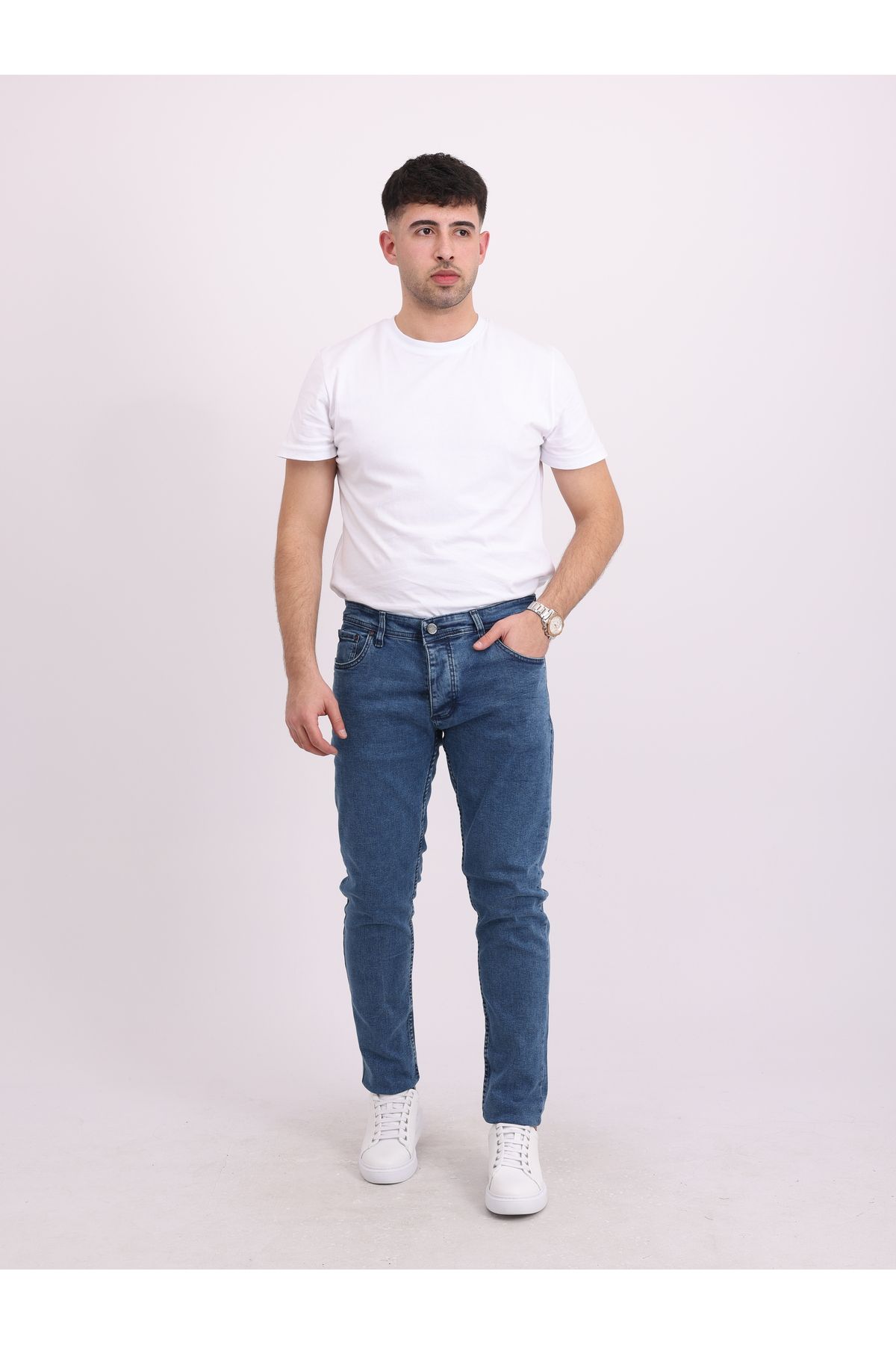 LOCUS JEANS Erkek Mavi Slim Fit Düğmeli Dar Paça Esnek Kot Pantolon LCS60031089