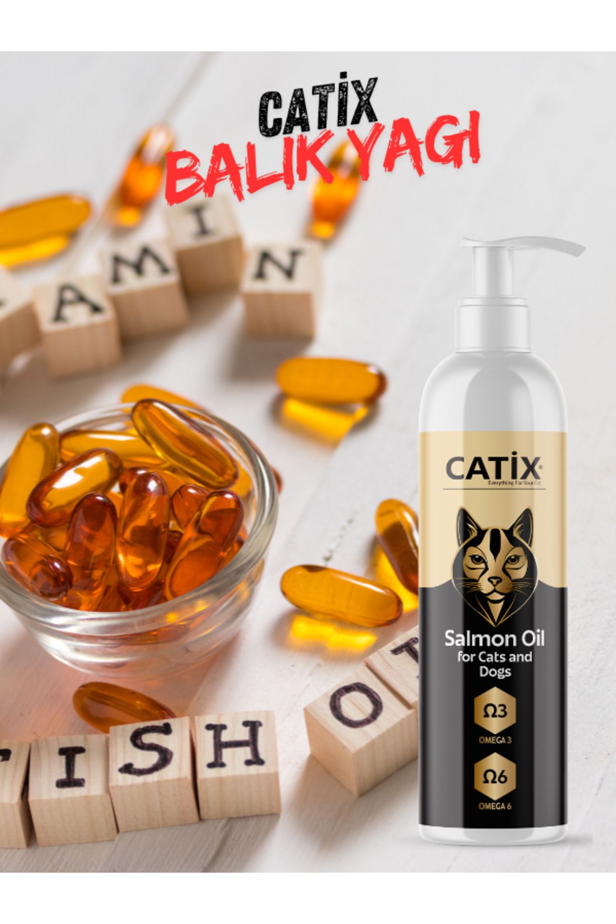 CATİX Omega 3 Ve 6 Içerikli Balık Yağı | Fish Oil | 200ml Kedi Ve Köpekler Için Tüy Ve Genel Sağlık