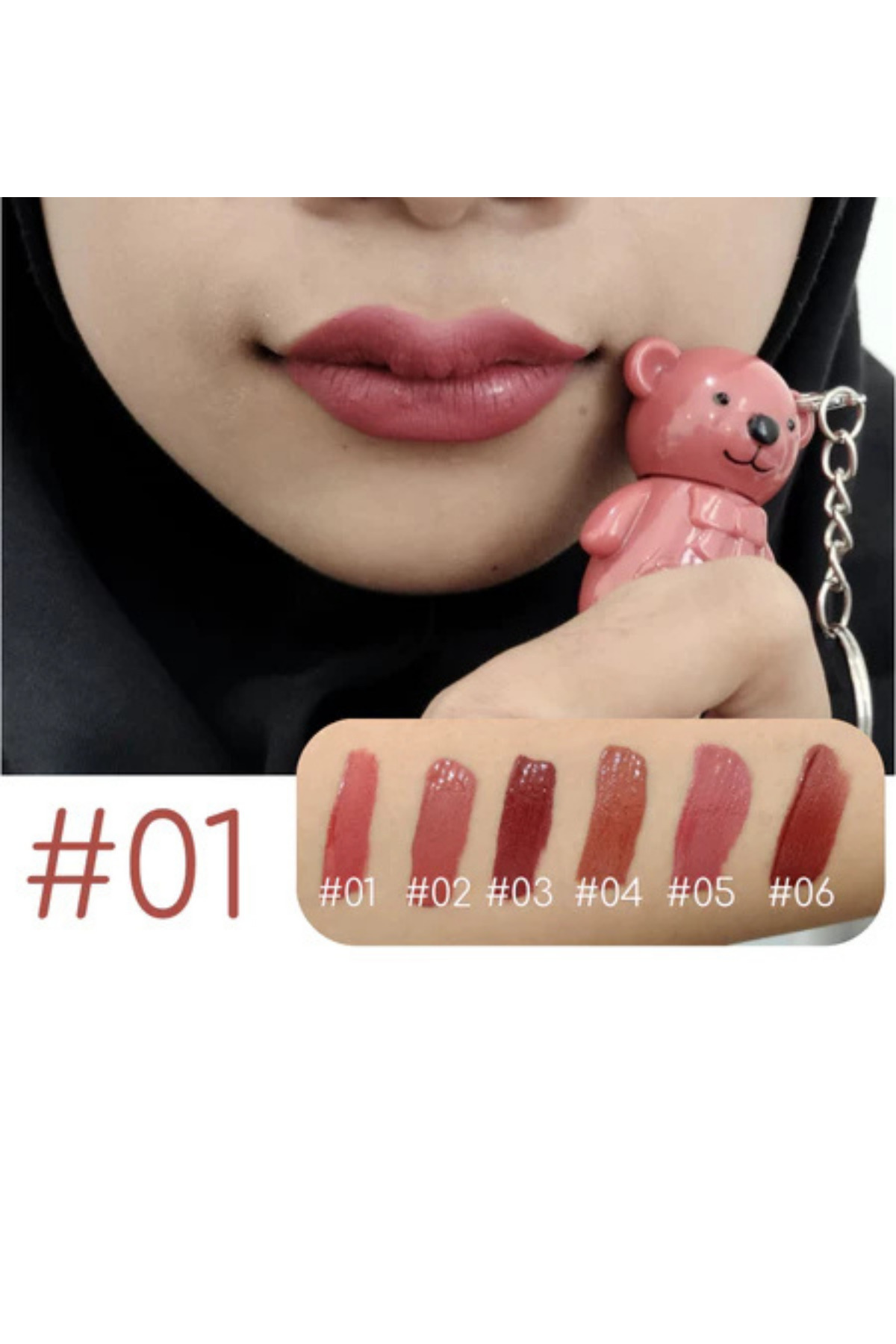 UĞURDAN-Teddy Cute Lip Gloss Matte Lipstick Keychain 4