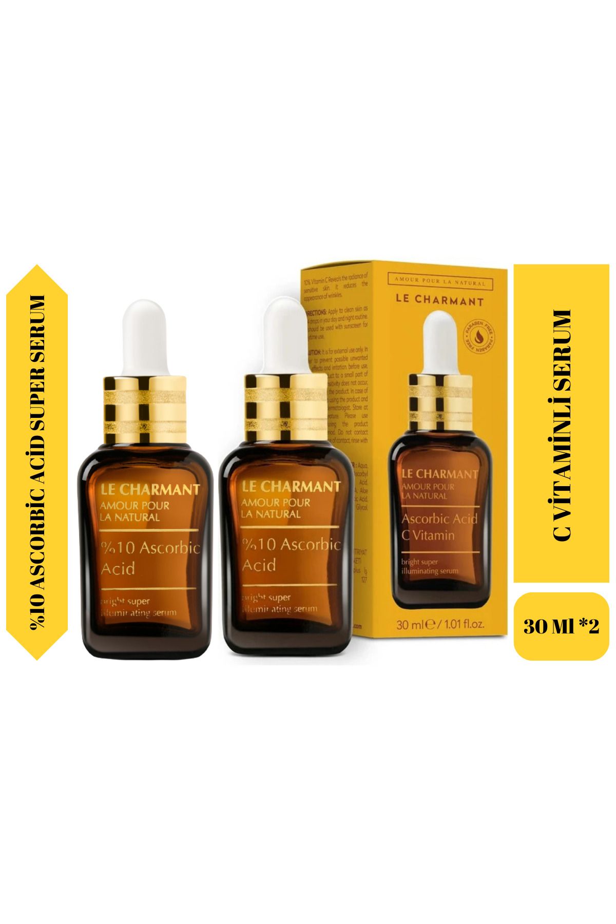 Le Charmant  Ascorbic Acid ( C Vitamini ) %10 Süper Serum 30 Ml 2'li Avantaj Paket