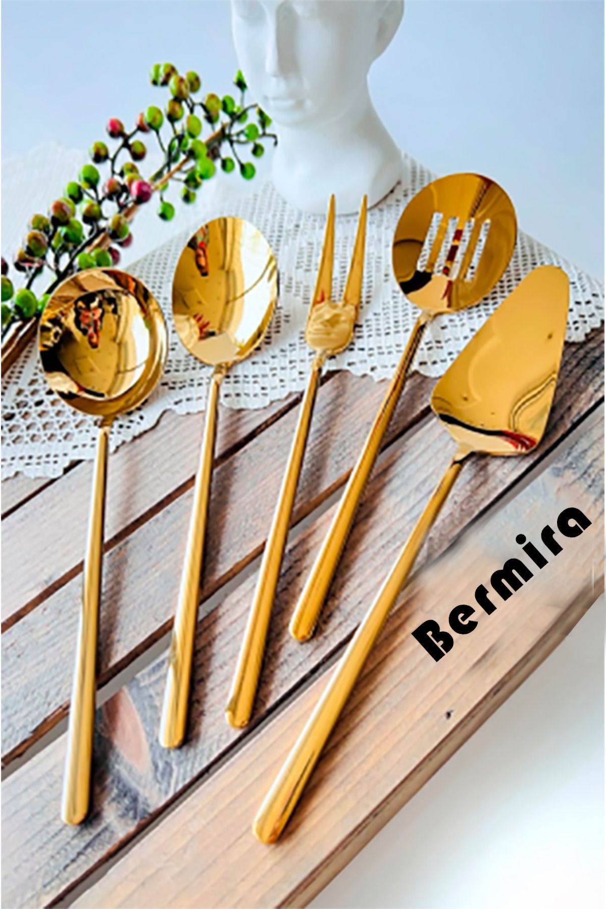 BERMİRA Home Collection Dmr Life 5 Parça Titanyum Gold Sos Servis Takımı (küçük Boydur)