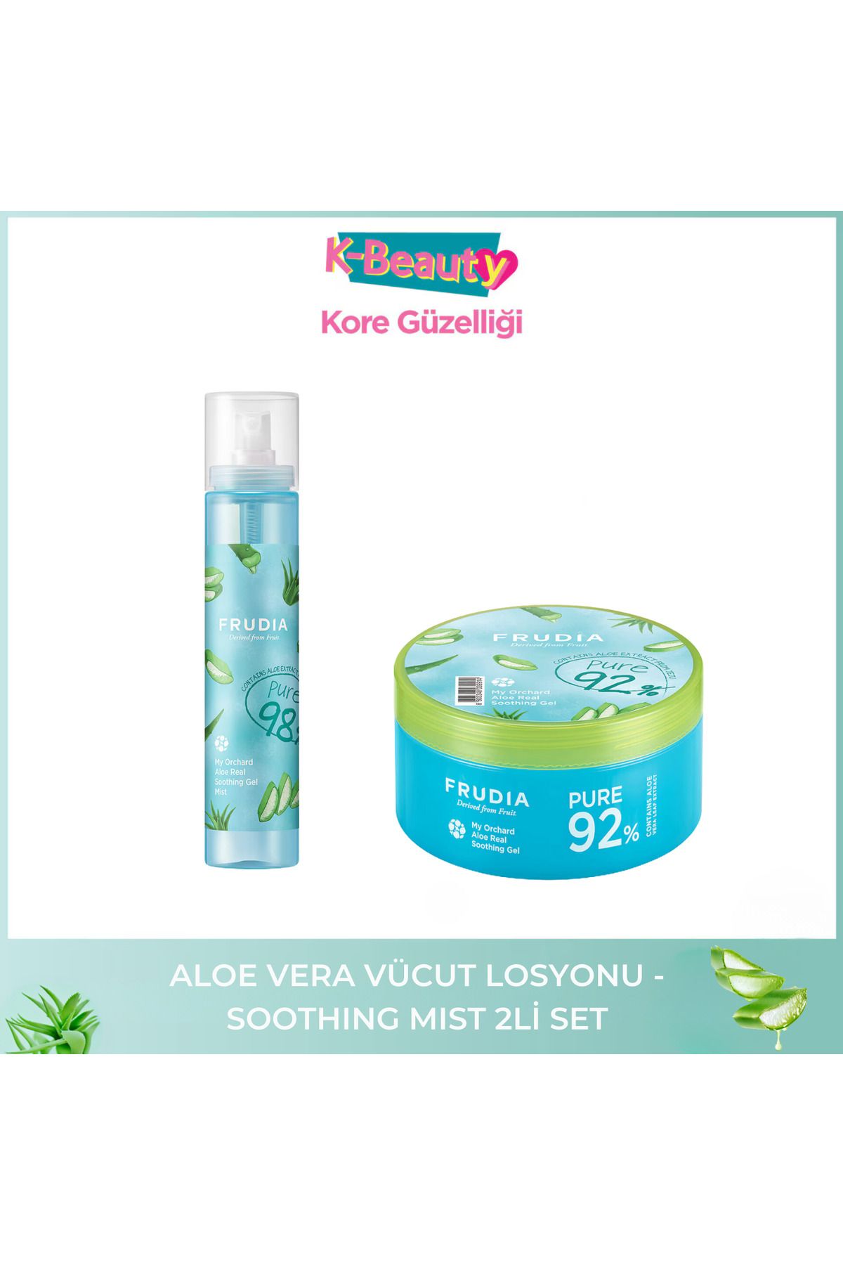 FRUDIA My Orchard Soothing Mist Aloe Vera 125 ml -Real Soothing Vücut Losyonu 300 g 2li Set