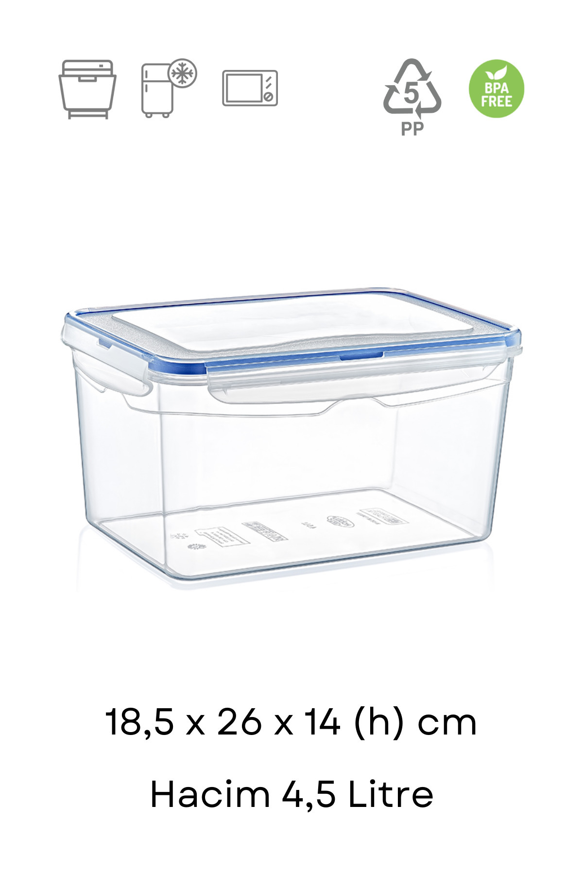 Tuppee-Rectangular Leak Proof Storage Container 4.5 L 2
