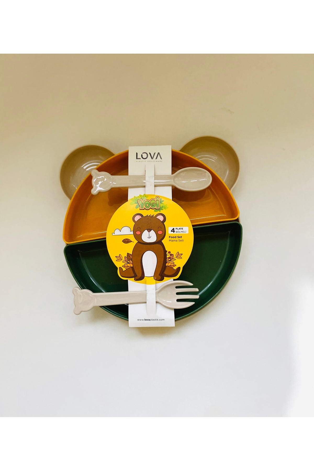 LOVA PLASTİK Mama Tabak Seti-Yogi Bebek Ek Gıda Başlangıç Tabağı-Çatal-Kaşıklı Mama Tabağı fotoğrafı 5 (önizleme)