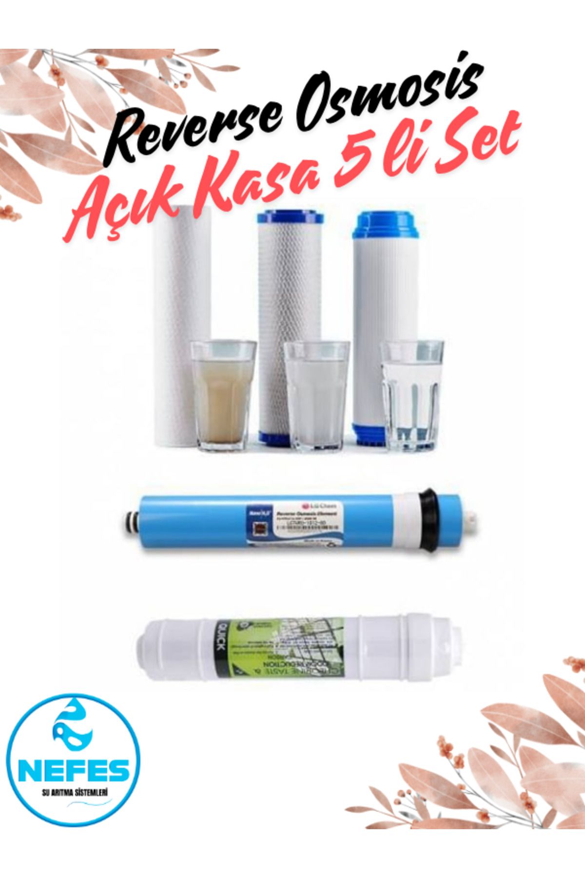 SU Reverse Osmosis Açık Kasa Su Arıtma Filtresi 5li Set