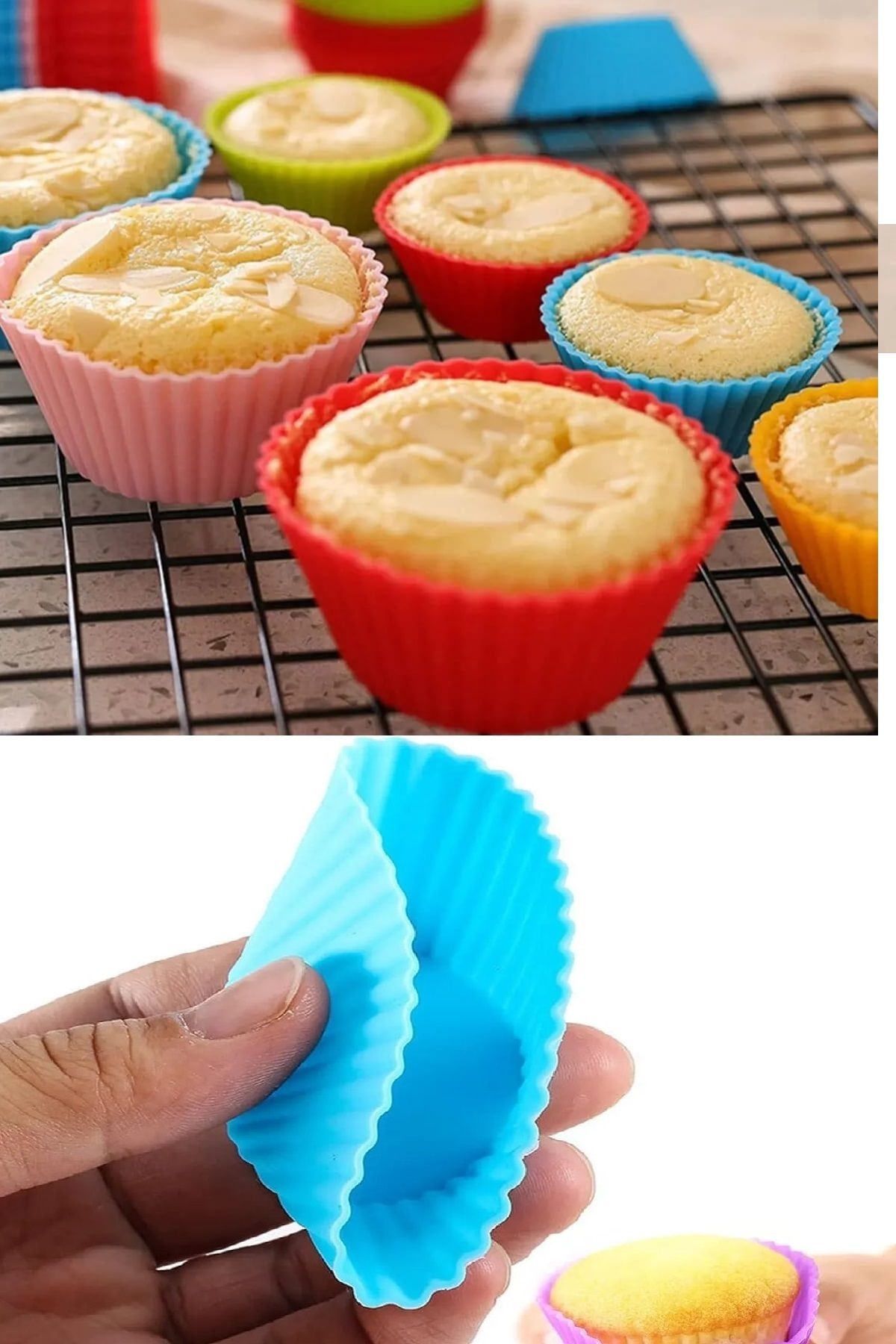 MERTONLİNE-6 Pieces Washable Mini Serrated Muffin Mold - Ribbed Cake - Cupcake - Colored Pastry Container 4
