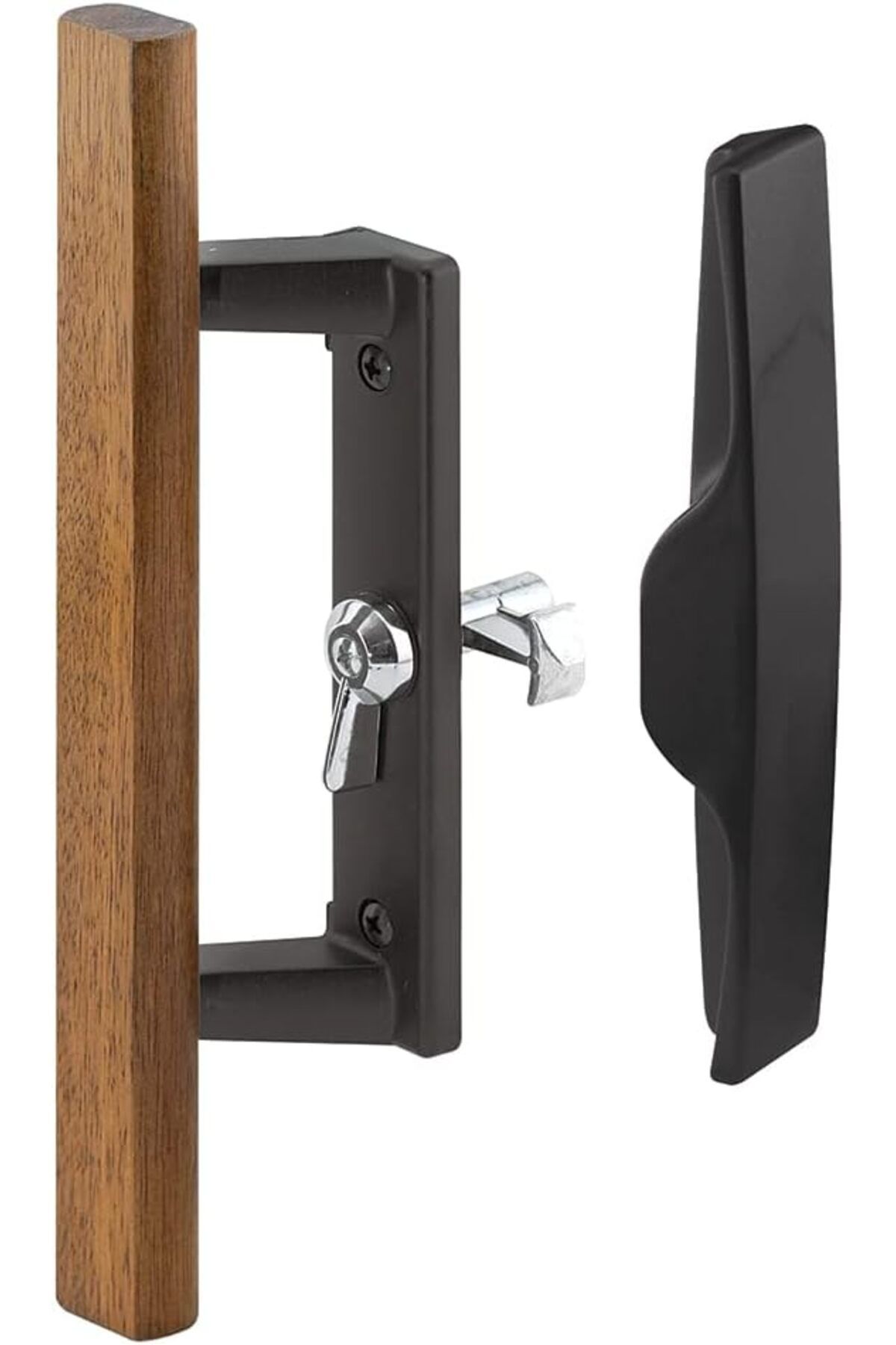 STOREMAX mrttnca C 1259 Sürgülü Cam Kapı Kolu Seti, 3-15/16 İnç, Döküm ve Ahşap, Siyah (Tekli Paket)