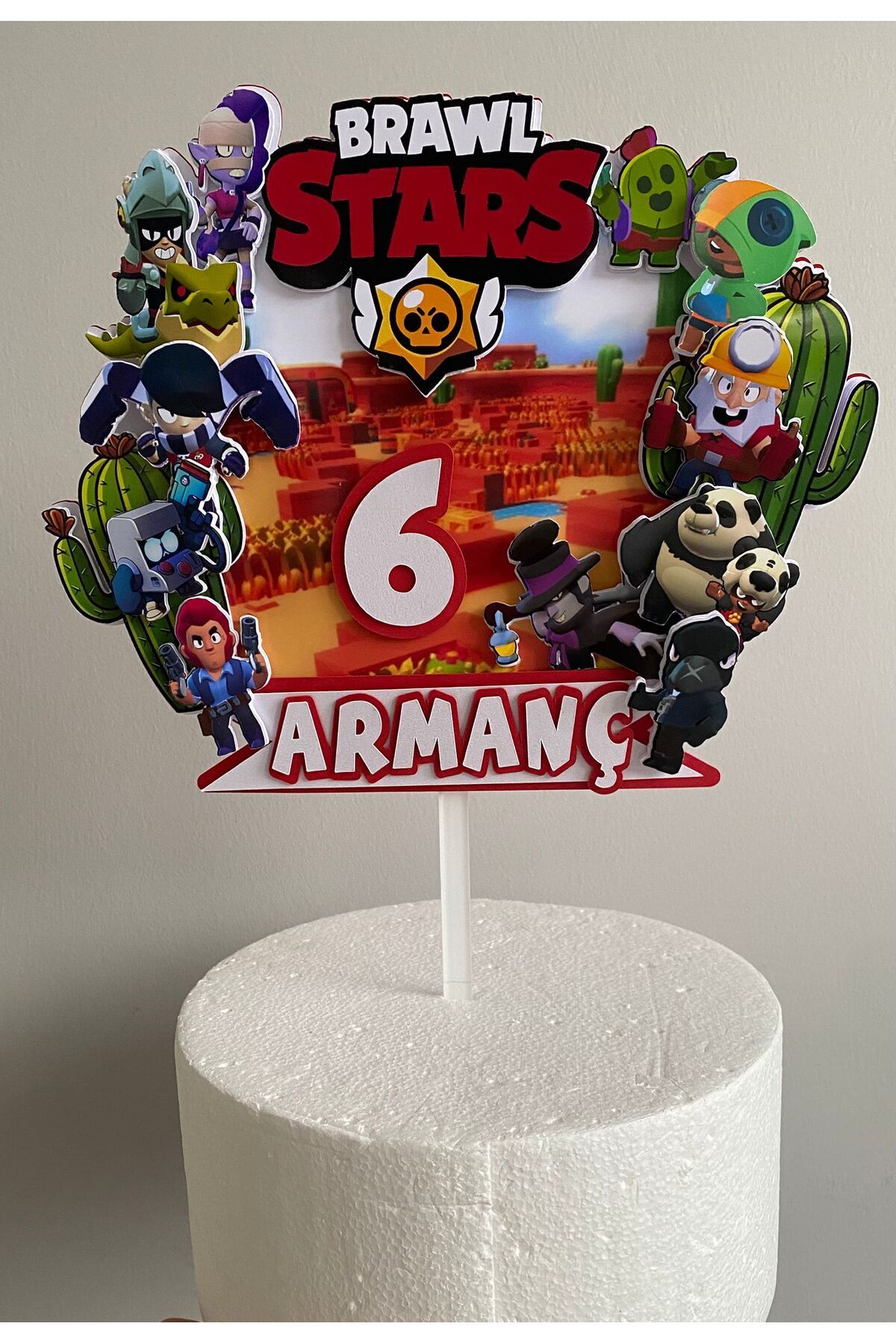 nerisdesign Brawl Stars Karakterli Temalı 3D Cake Topper Erkek Kız Doğum Günü Pasta Süsü