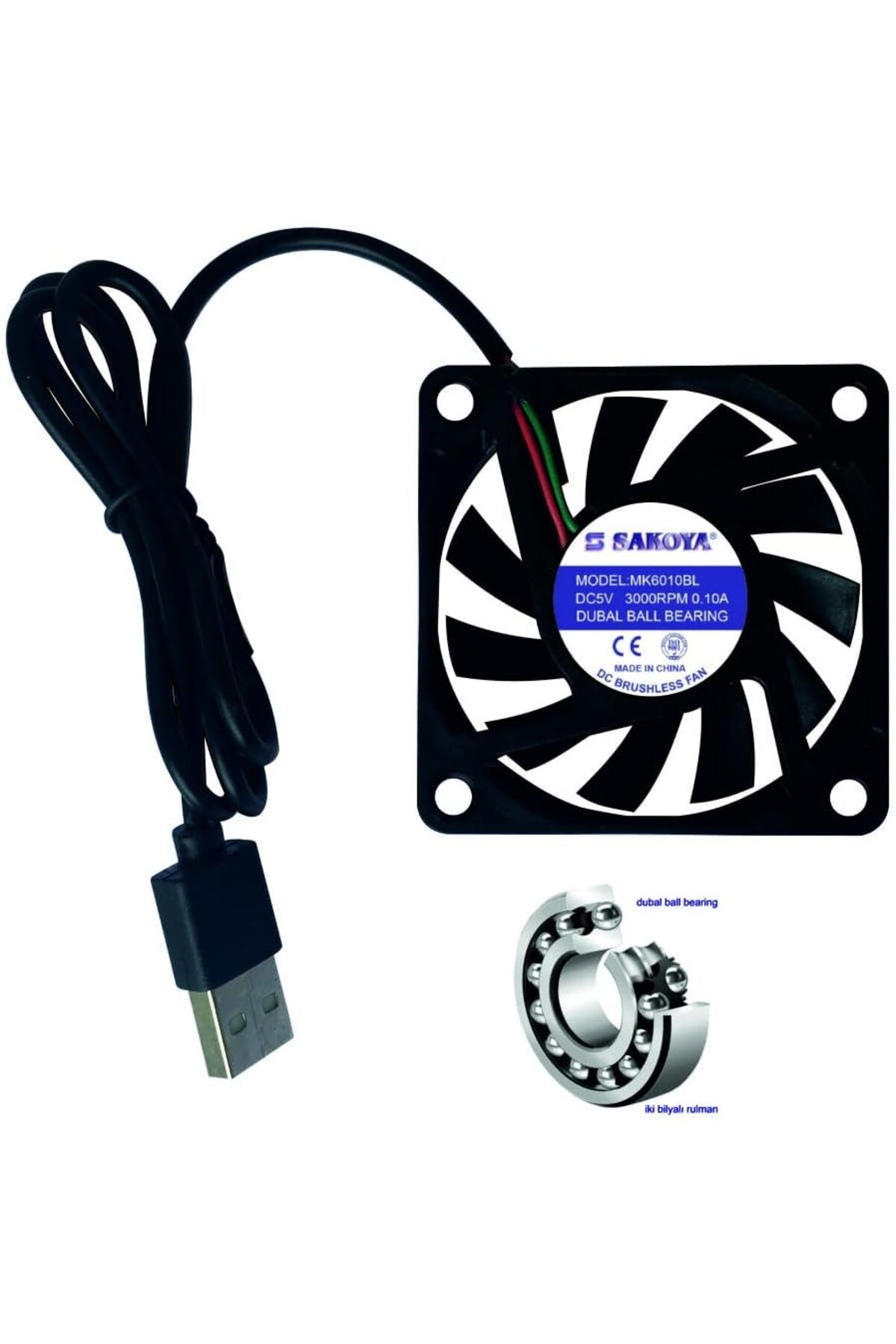 STOREMAX bystoreby 60X60X10 mm USB Fan Çift bilyalı rulman Sessiz, 5V, 0.10 A, 3000 RPM Modem Receiver DVR