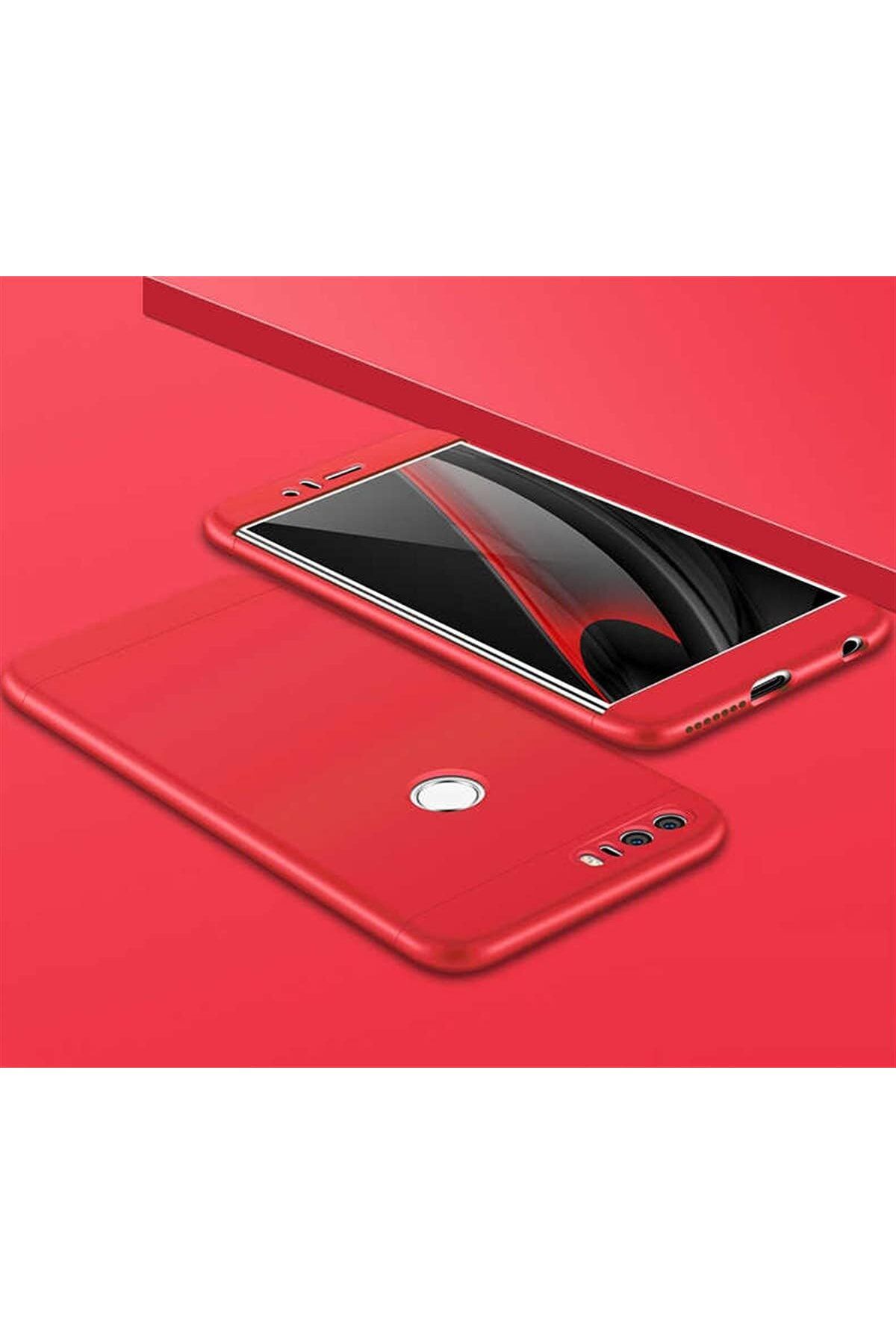 STOREMAX nslmshop 1500 P9 Lite 2017 ile Uyumlu Kılıf, Double Dip AYS 3in1 Sert Rubber Kapak, Kırmızı Li