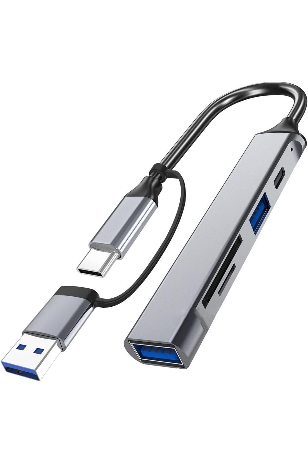 STOREMAX MU-ARTSHOP Fonksiyonlu USB Hub, Tip-C ve USB Bağlantı Noktaları, Kompakt Tasarım SD-TF Kart Okuy