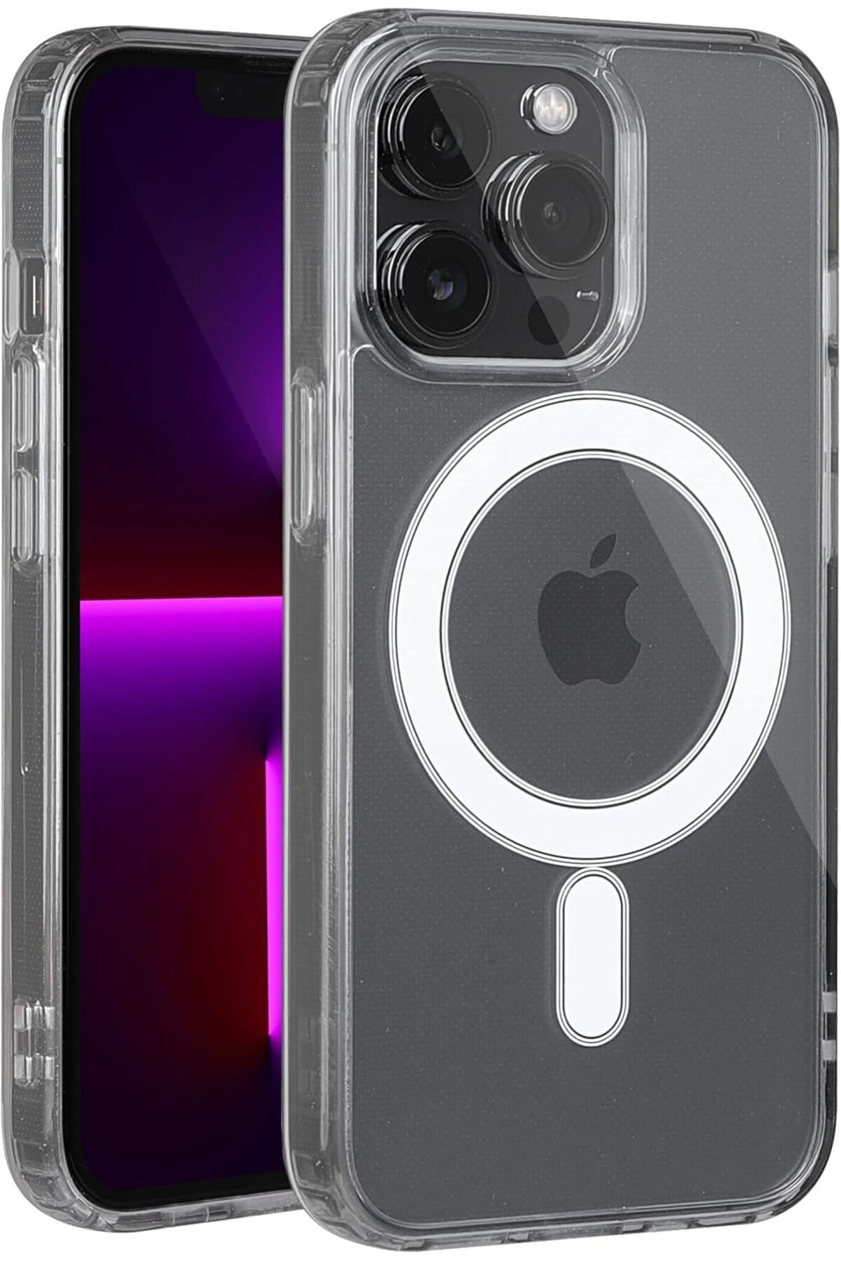 STOREMAX iPhone 14 Pro Max Uyumlu MagSafe Aksesuarlarıyla Uyumlu Darbe Emici Silikon Kenarlı Sarar