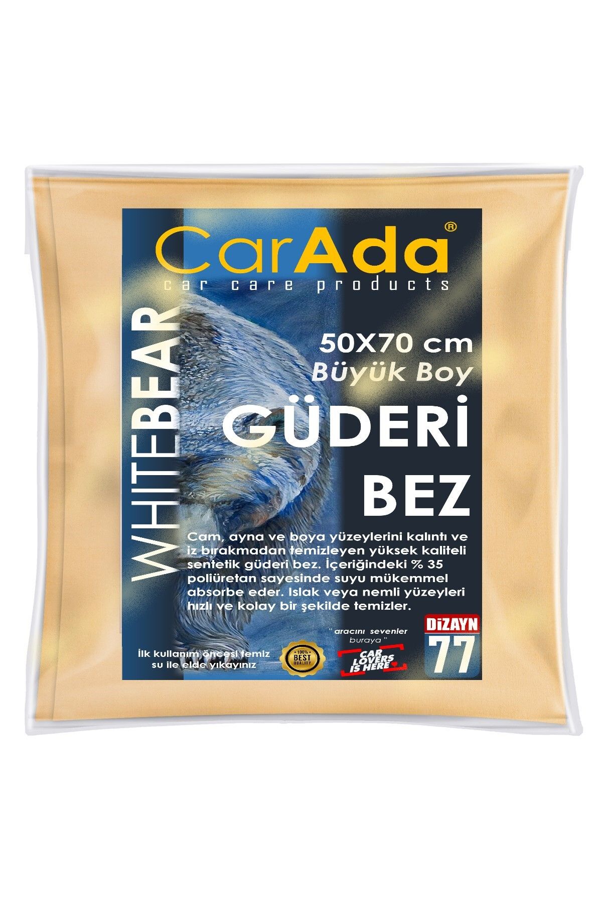 Mikrofiber Güderi Bez, Büyük Boy, 50x70 Cm , Süper Lüx Oto Temizleme Bezi