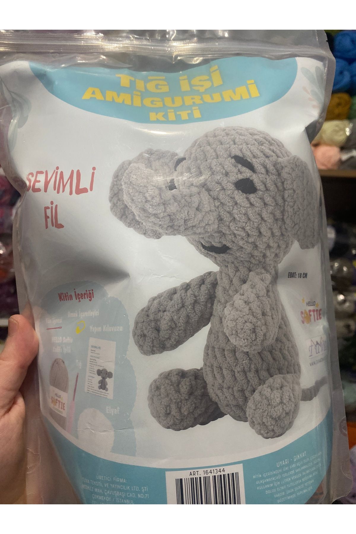 Hello Tığ işi amigurumi kiti sevimli fil ebatı 18cm