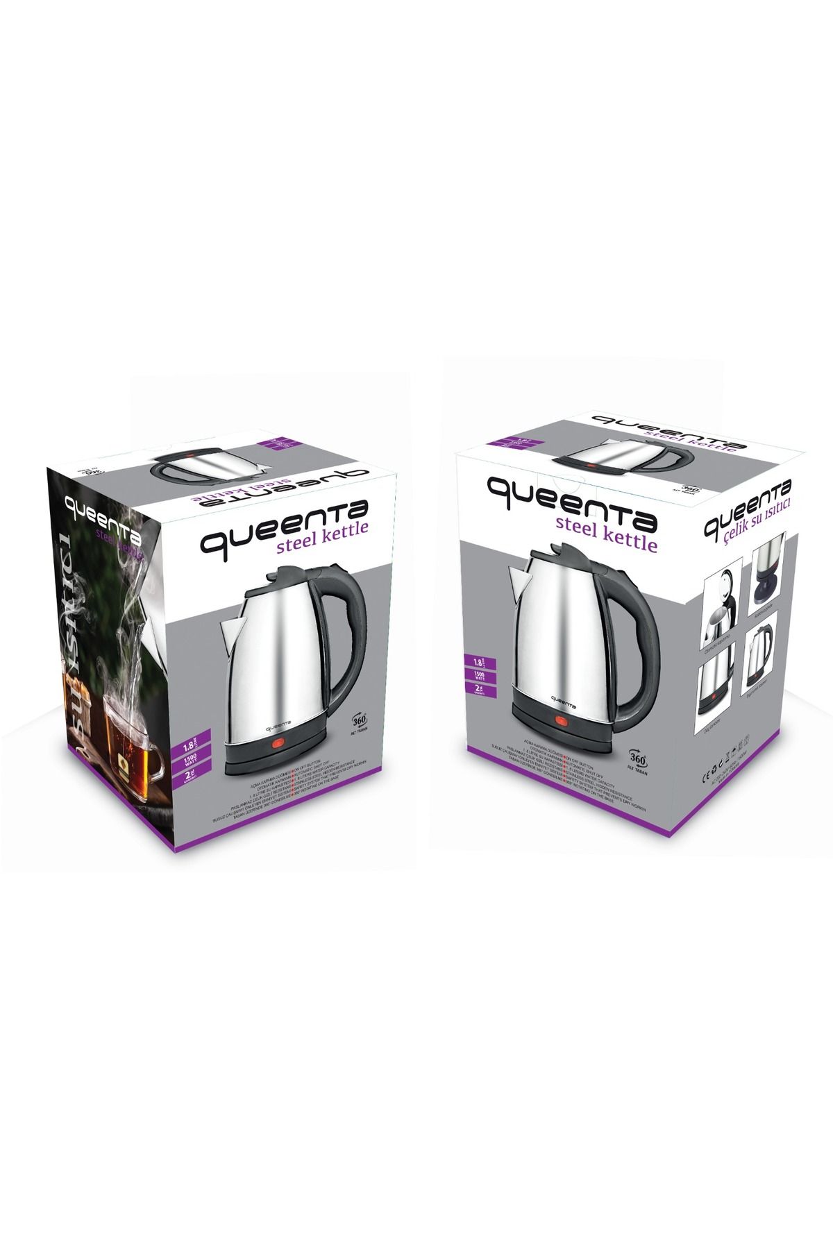 Queentasy Queenta Çelik Kettle 1.8 Lt Su Isıtıcı 1500w