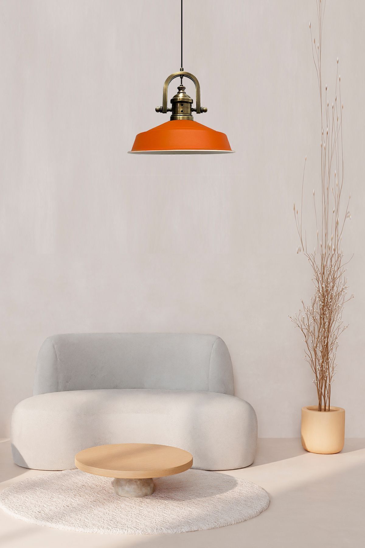 Bamyum-Asletl-Marine Industrial Vintage Hängelampe  40 cm, Orange Metall Pendelleuchte 3