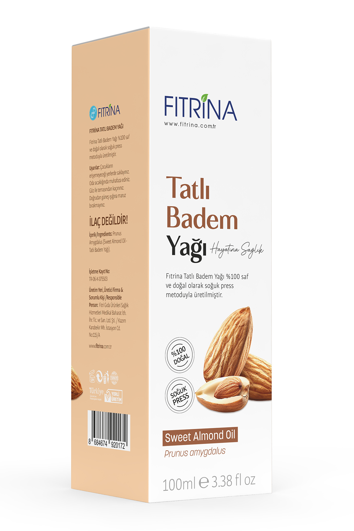 Tatlı Badem Yağı 100 ml Soğuk Sıkım Cam Şişe — FTR55 — تصویر 2 از 3