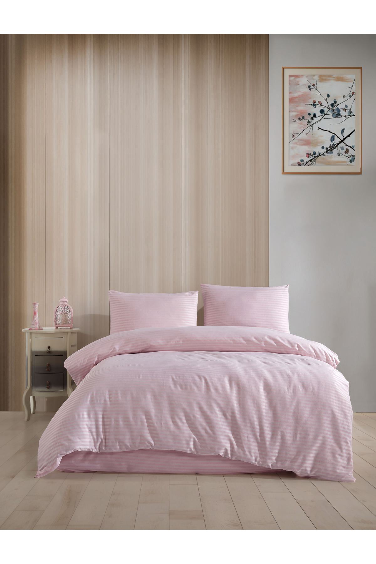 Loyal Home-Baroque Pink Striped Satin Double Duvet Cover Set 3