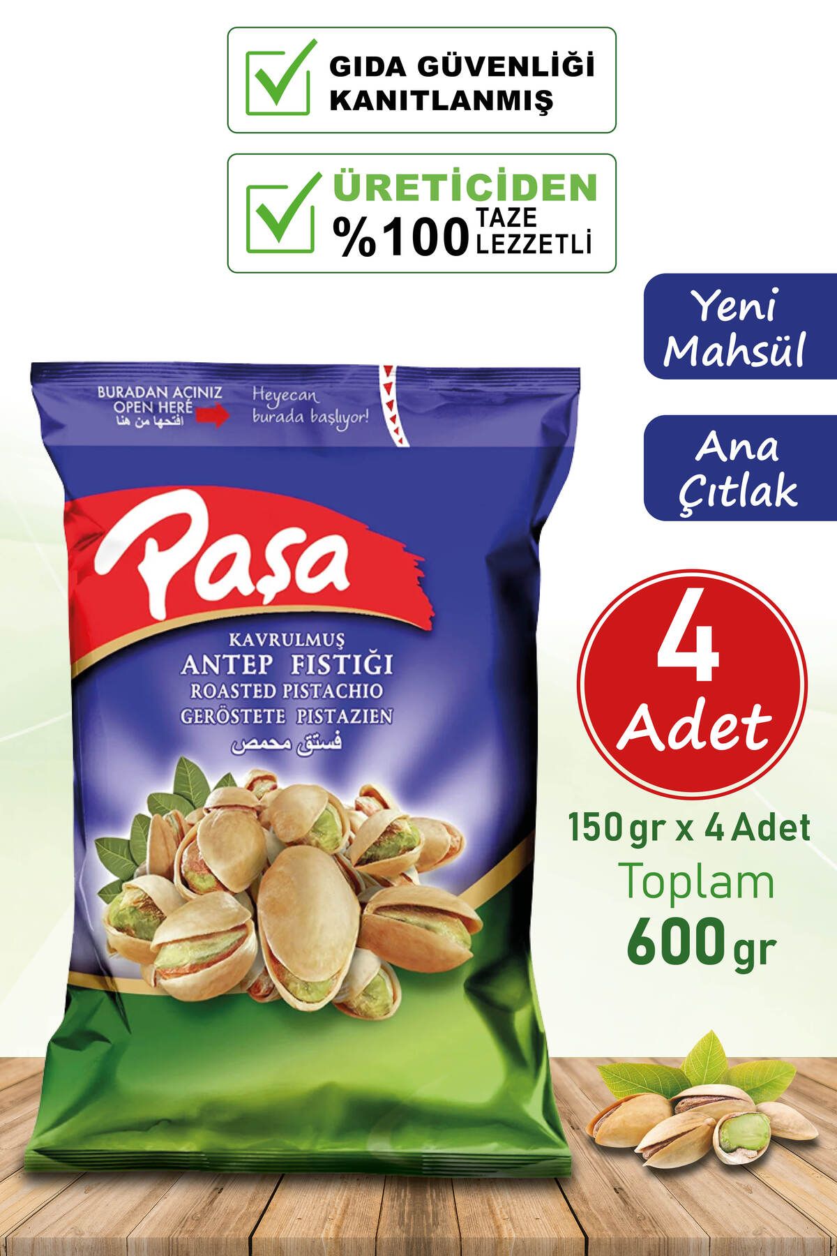 Paşa Kuruyemiş Paşa Antep Fıstığı 150 gr X 4 Adet (1. KALİTE)