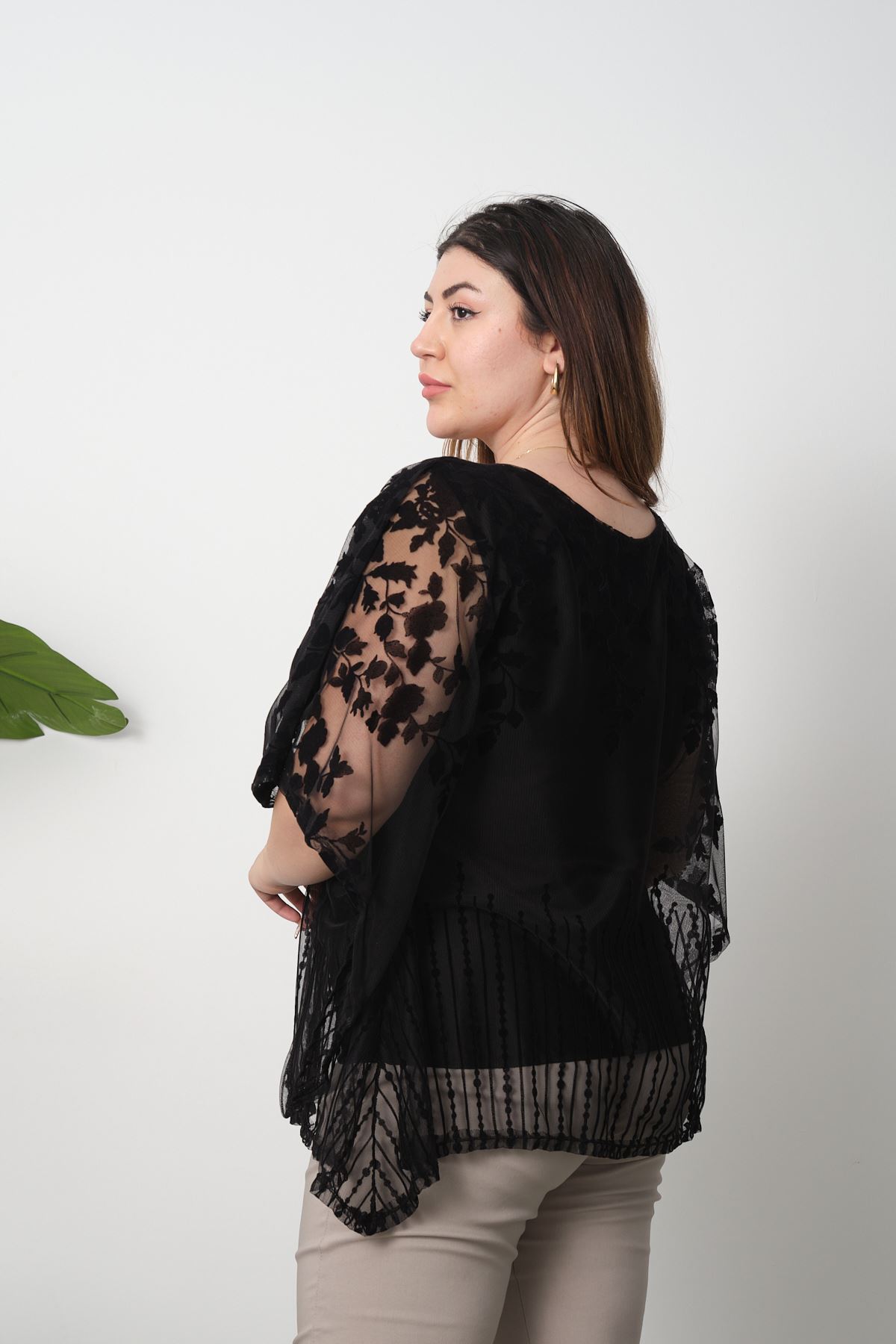 modayız Büyük Beden Sİyah Bluz 30A-2557 görsel 4