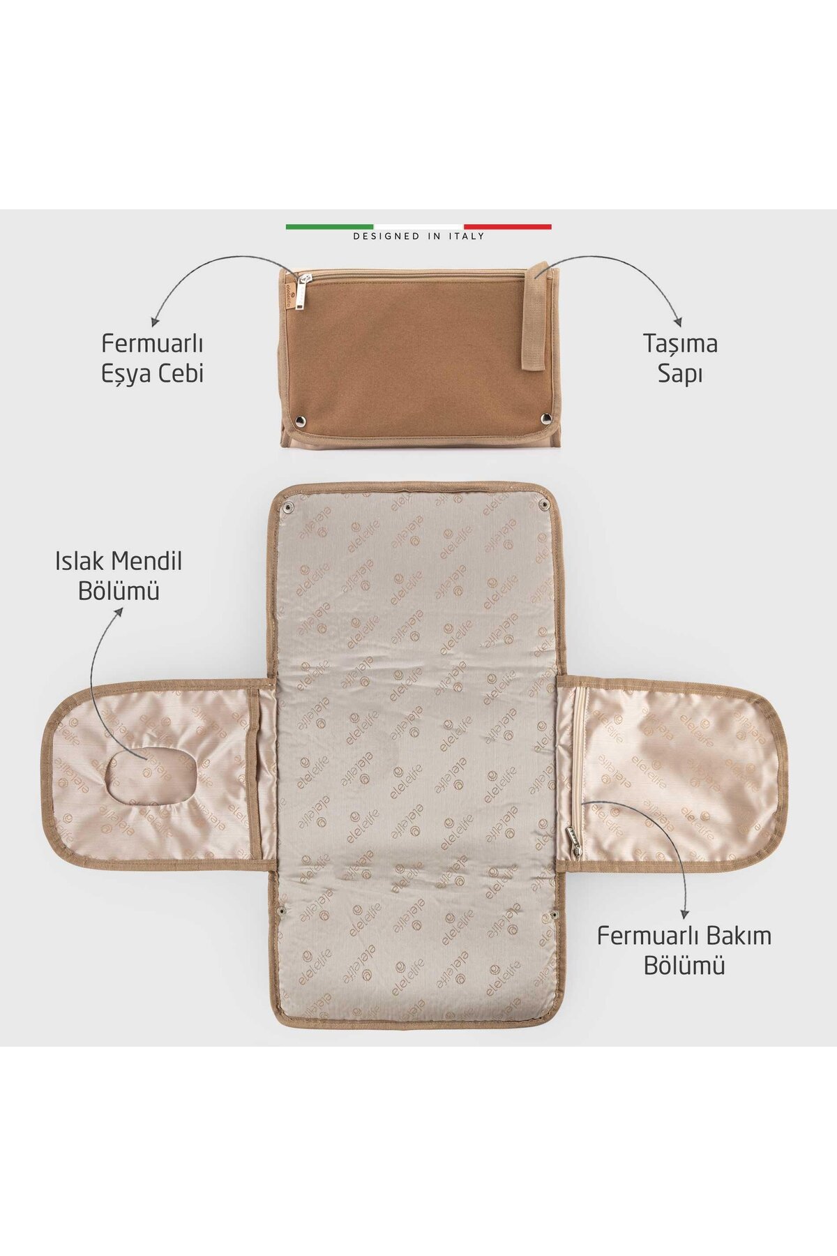 Elele Life Venice 3in1 Anne Bebek Bakım Çantası Bej fotoğrafı 6 (önizleme)