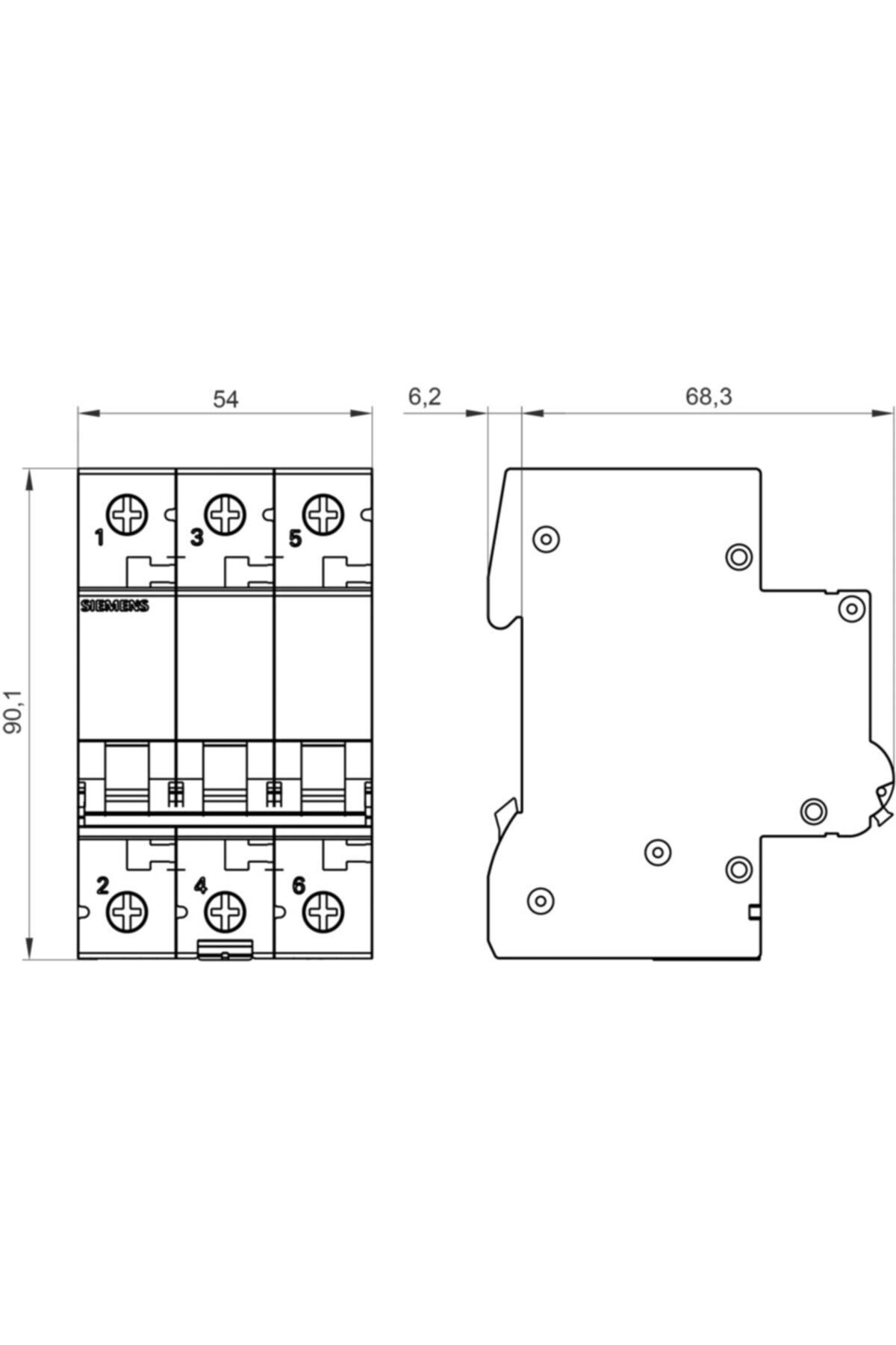 Siemens-3X63 Ampere Automatic Fuse with Switch - C 63A 6Ka 3