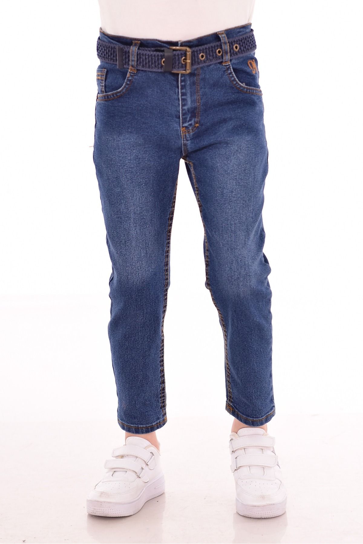 Erkek çocuk KEMERLİ Likralı Jeans pantolon