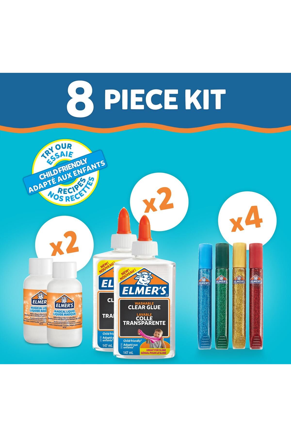 Elmers-Elmer’s Glue Slime Starter Kit, Clear Glue, Glitter Glue Pens and Magical Liquid 3