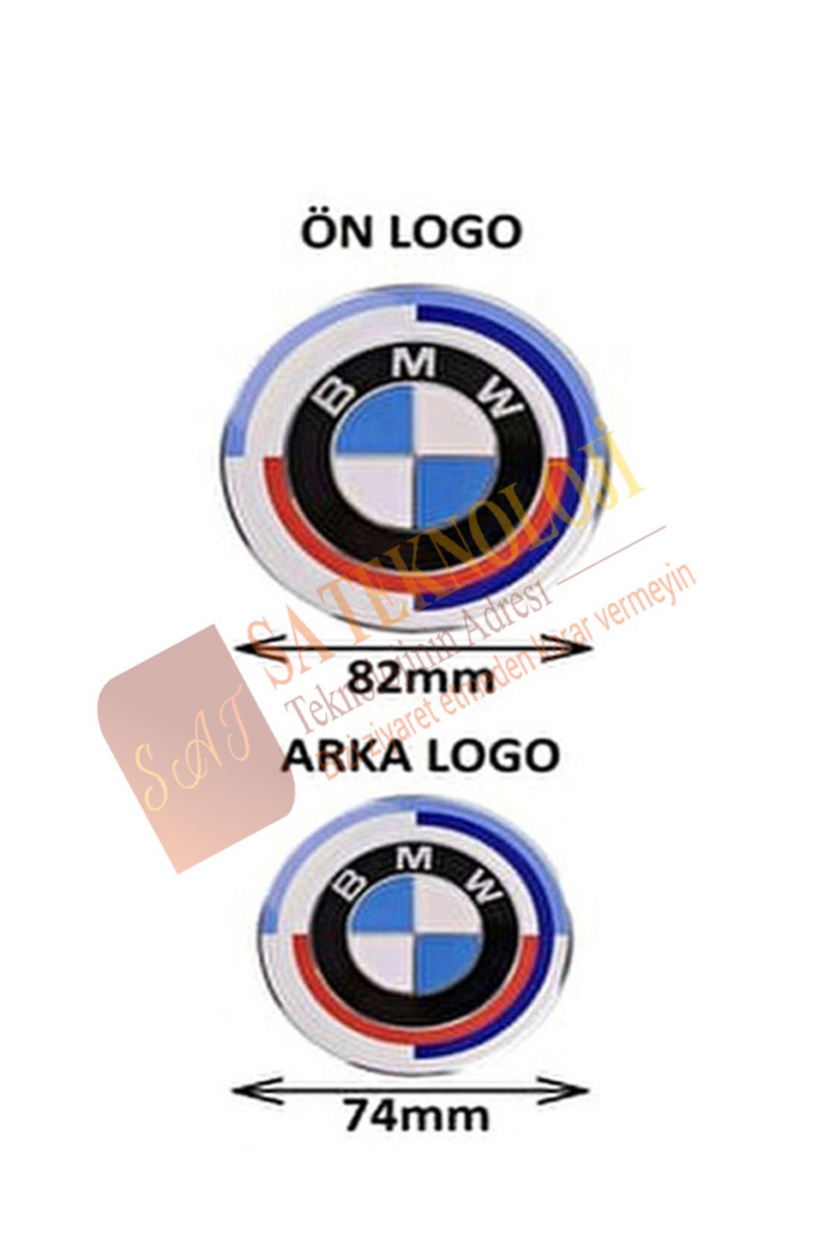 SATECHNOLOGY Bmw E90 kasa kaput ve bagaj logosu ön arka takım 2li(50yıl newtypeblue 82mm-74mm)