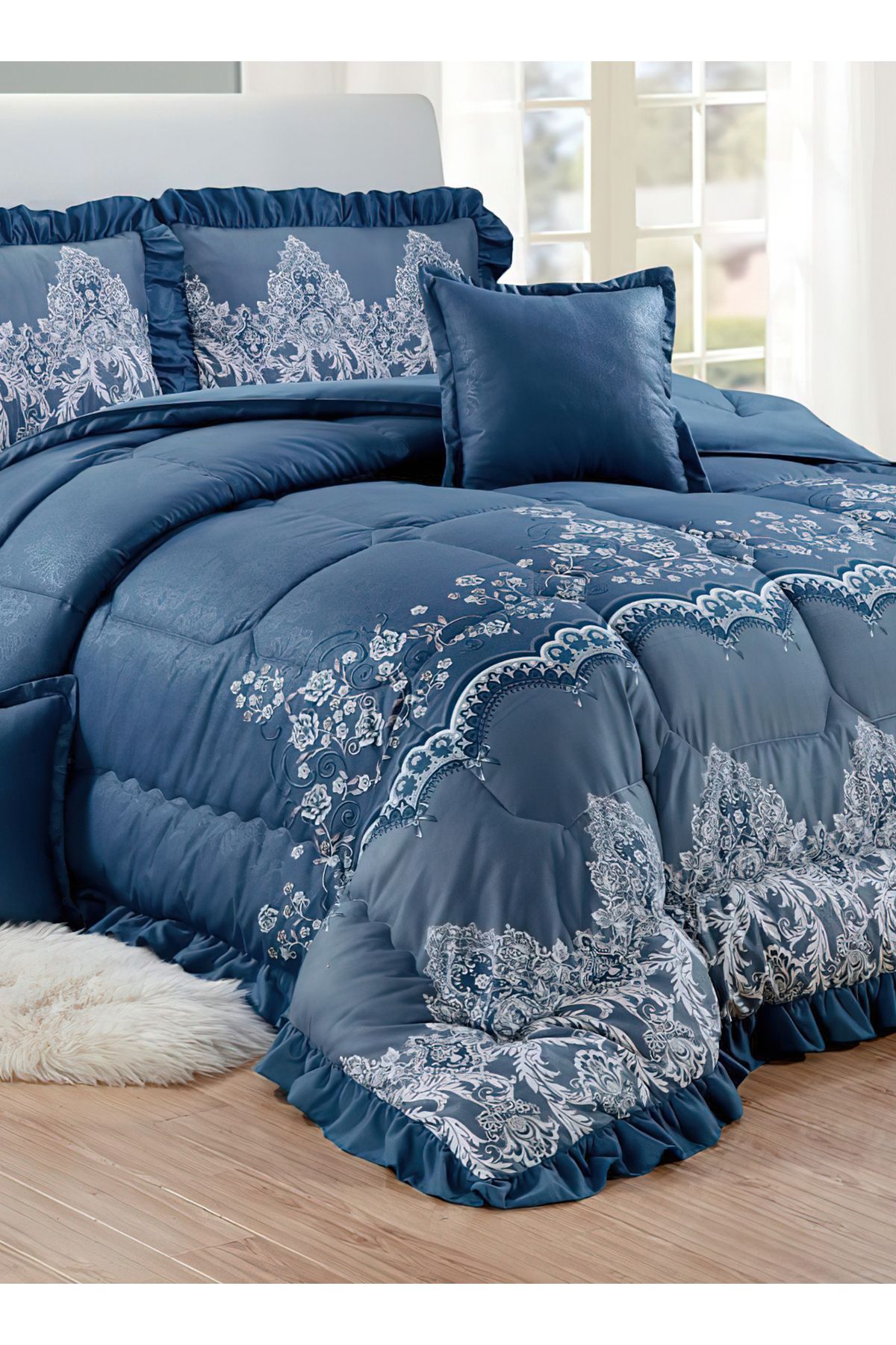 Generic-Comforter Set 4 Piece Single Size Elegant Bedspread Lightweight Comforter Suitable for All Seasons 4