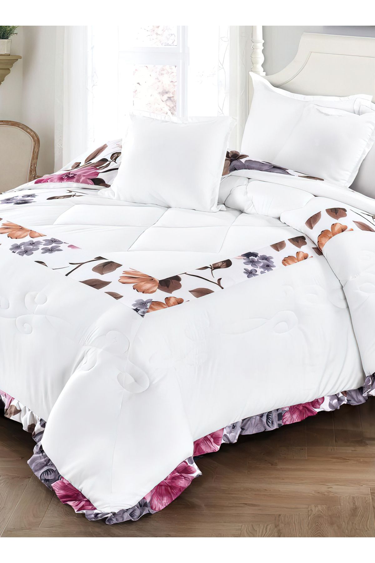 Generic-Comforter Set 4 Piece Single Size Elegant Bedspread Lightweight Comforter Suitable for All Seasons 4